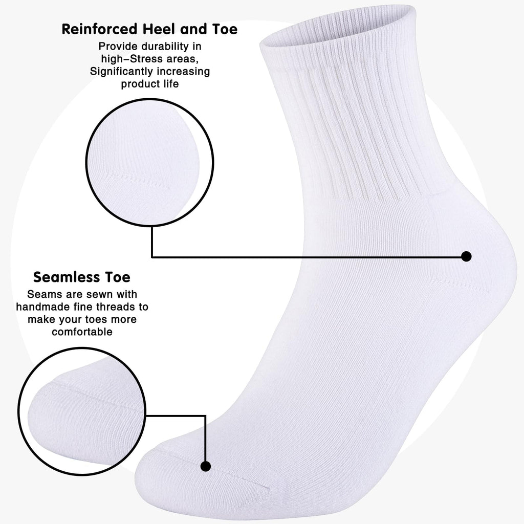 Monxiery Womens Cotton Cushioned Ankle Socks, Athletic Quarter Mini Crew Socks.