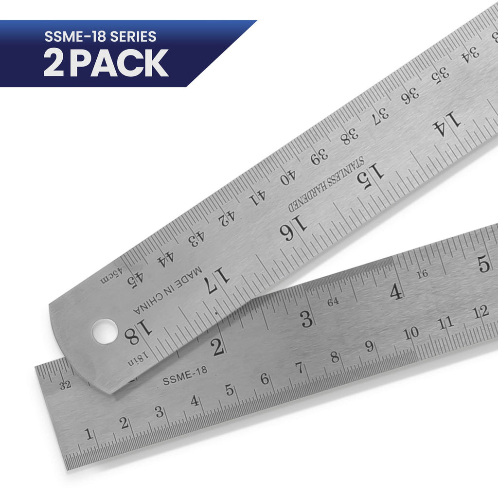 2 Pack Pacific Arc 12 Inch Stainless Steel Ruler with Inch/Metric Conversion Table