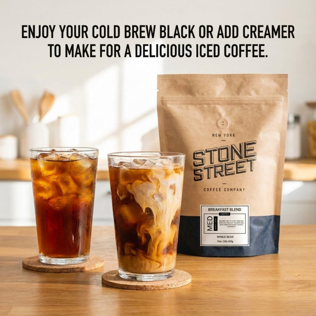 Stone Street Cold Brew Coffee, Low Acid, 100% Arabica, Gourmet Coffee - Breakfast Blend, Medium Roast, Coarse Ground, 2 LB