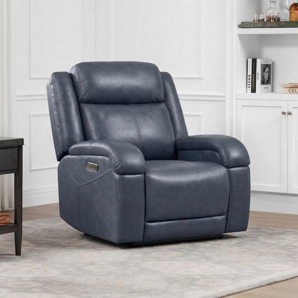 Watson & Whitely Genuine Leather Power Recliner Chairs for Adults, Wall Hugger RV Recliner with Power Headrest & Charging Ports, Electric Recliner Sofa Chair for Living Room, Black