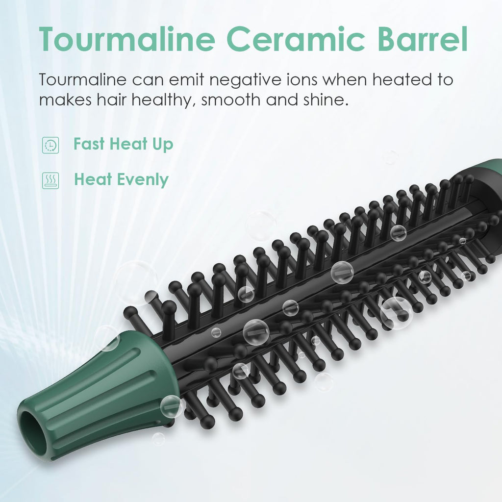 BANGMENG Mini Thermal Round Brush, 0.35 Inch Barrel Volume Heat Styling Brush for Men and Women Short Thin Curly Straight Hair, Heated Curling Iron,12 Temperature Setting (0.95 Inch with Bristles)