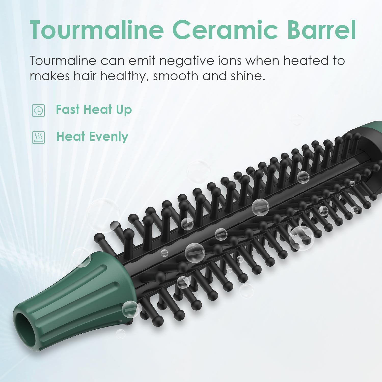BANGMENG Mini Thermal Round Brush, 0.35 Inch Barrel Volume Heat Styling Brush for Men and Women Short Thin Curly Straight Hair, Heated Curling Iron,12 Temperature Setting (0.95 Inch with Bristles)