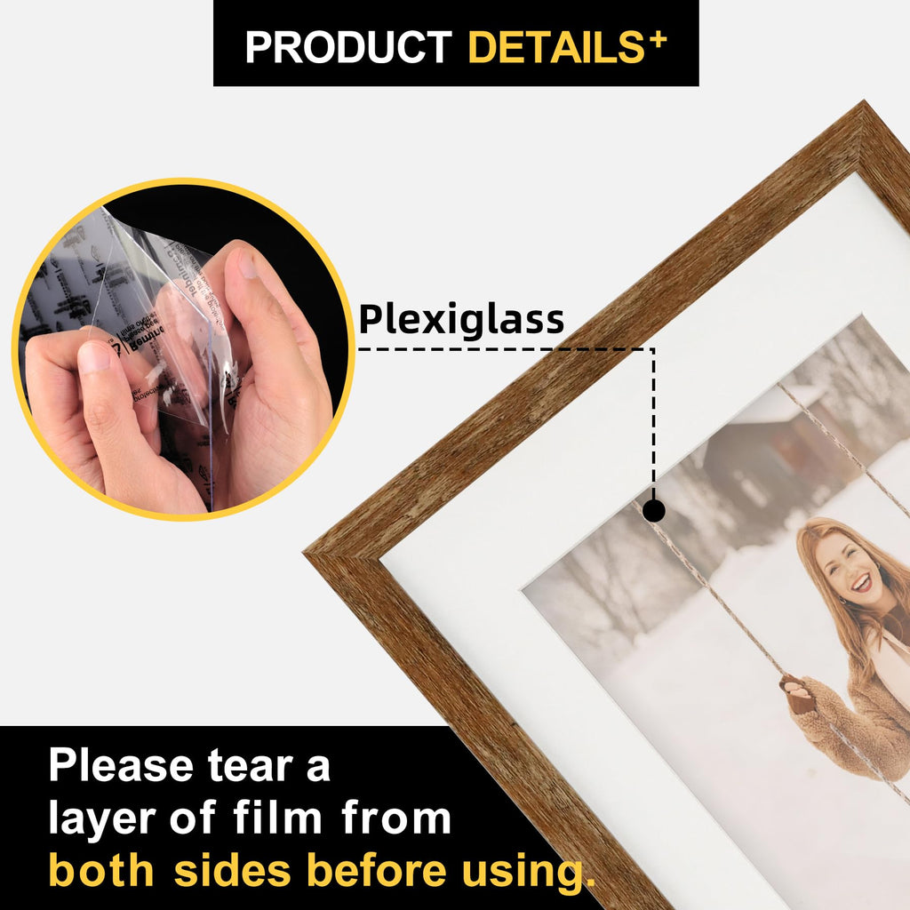 TOFOREVO Picture Frames 4x4 Set of 2 Black Wood Grain Photo Frame for Gallery Wall Mounting or Tabletop Display