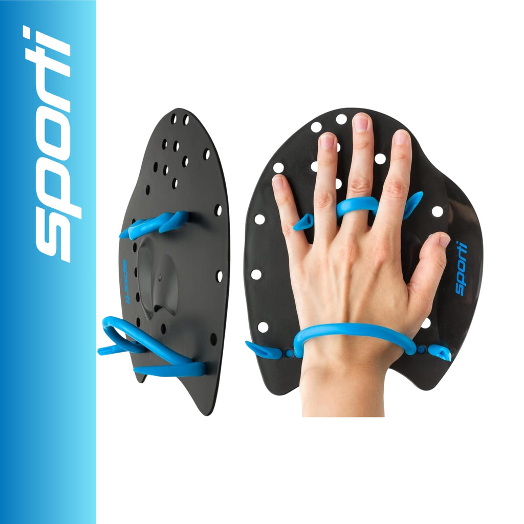 𝗦𝗽𝗼𝗿𝘁𝗶 Power Swim Paddles for Lap Swimming - Adjustable Straps - Lap Swimming Gears - Hand Paddles for Adults & Kids