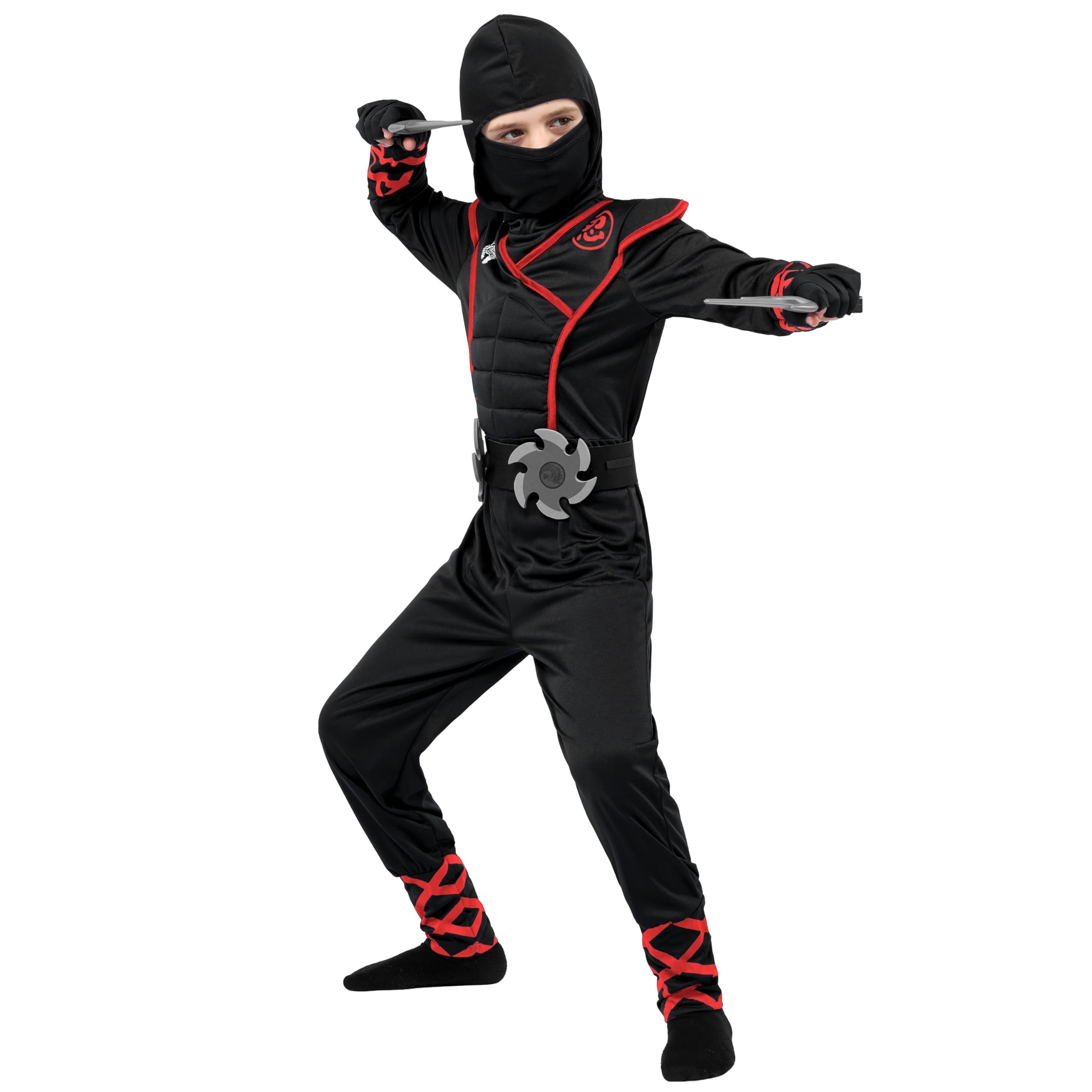 Spooktacular Creations Halloween Ninja Costume, Ninja Outfit Set for Kids, Halloween Costumes for Boys Dress Up Party