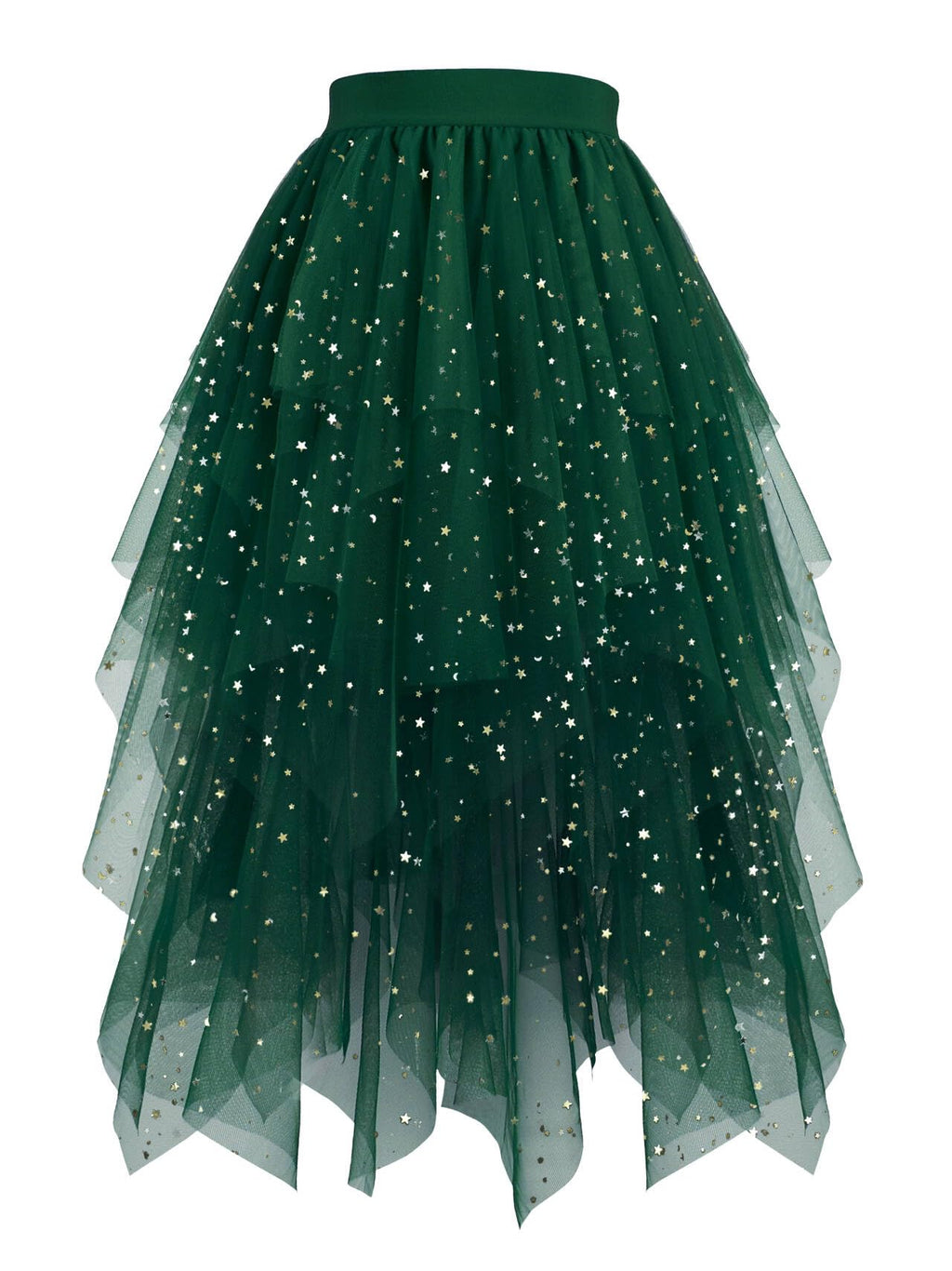 Hanpceirs Women's Tulle Skirts High Low Layered A-line Midi Skirt Irregular Tutu for Women