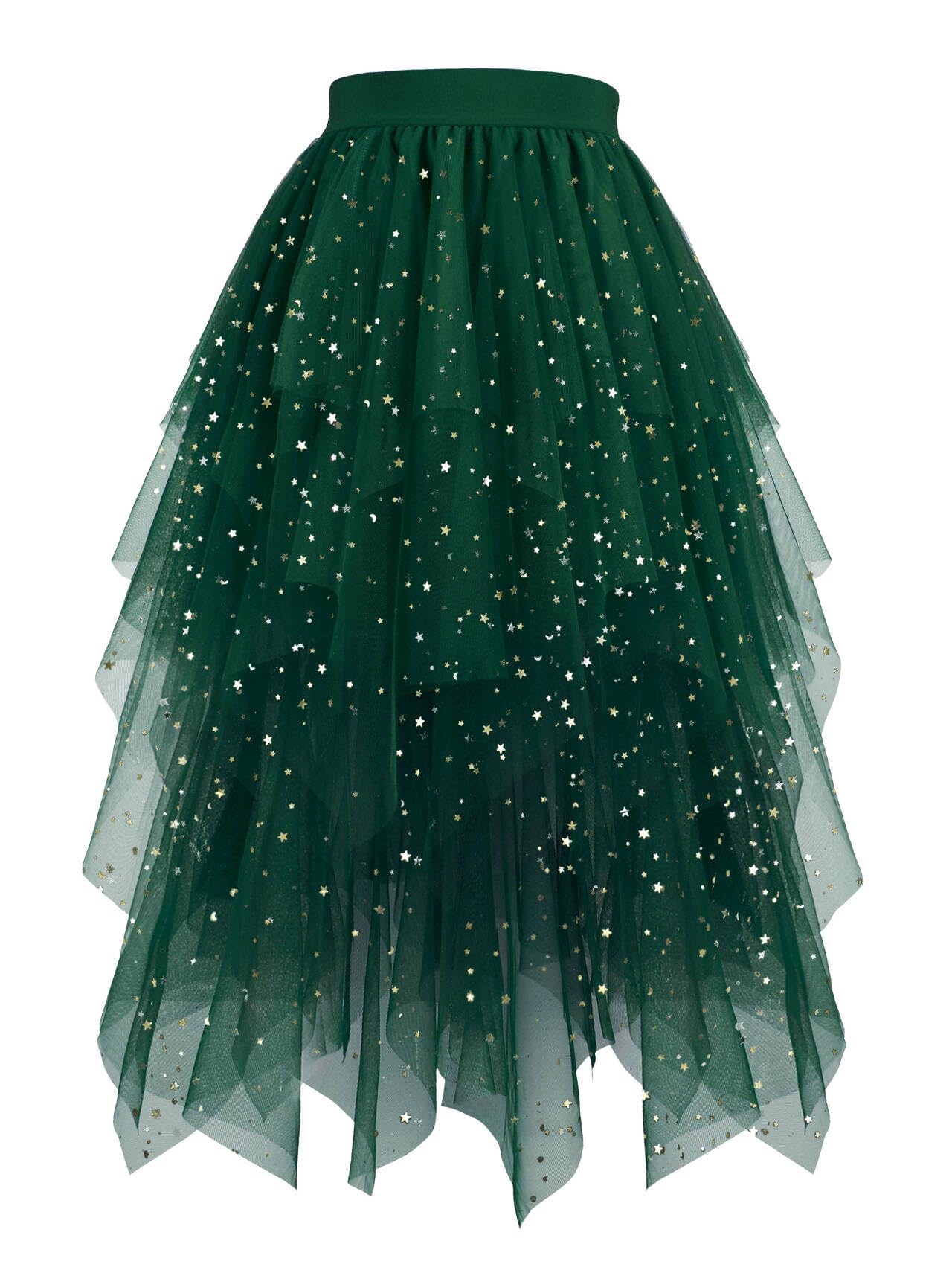 Hanpceirs Women's Tulle Skirts High Low Layered A-line Midi Skirt Irregular Tutu for Women