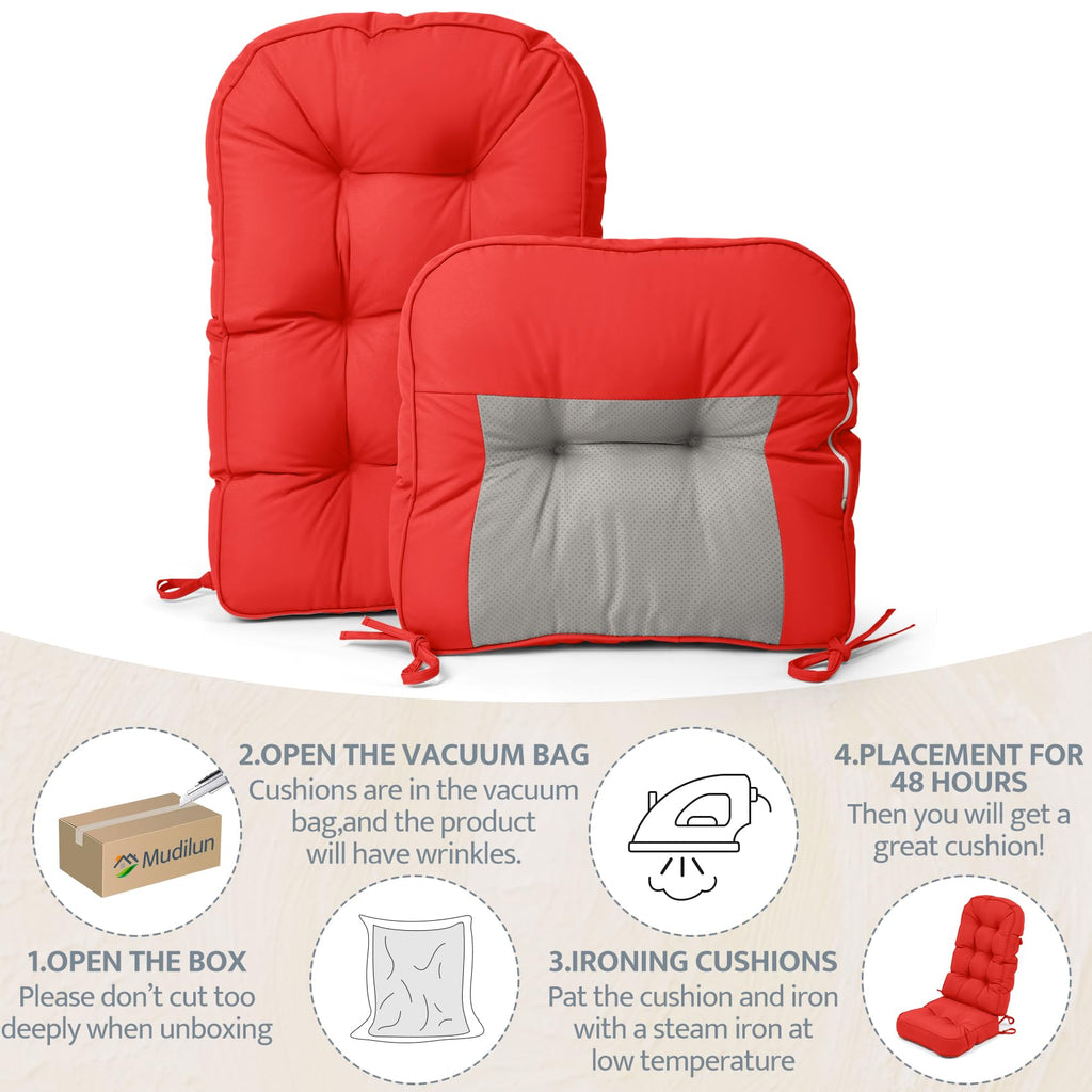 mudilun Rocking Chair Cushion - Non-Slip Tufted 4-Inch Thickened Rocking Chair Cushions with Ties Indoor/Outdoor Wooden Rocking Chair Pad for Living Rooms, Bedrooms, and Balconies