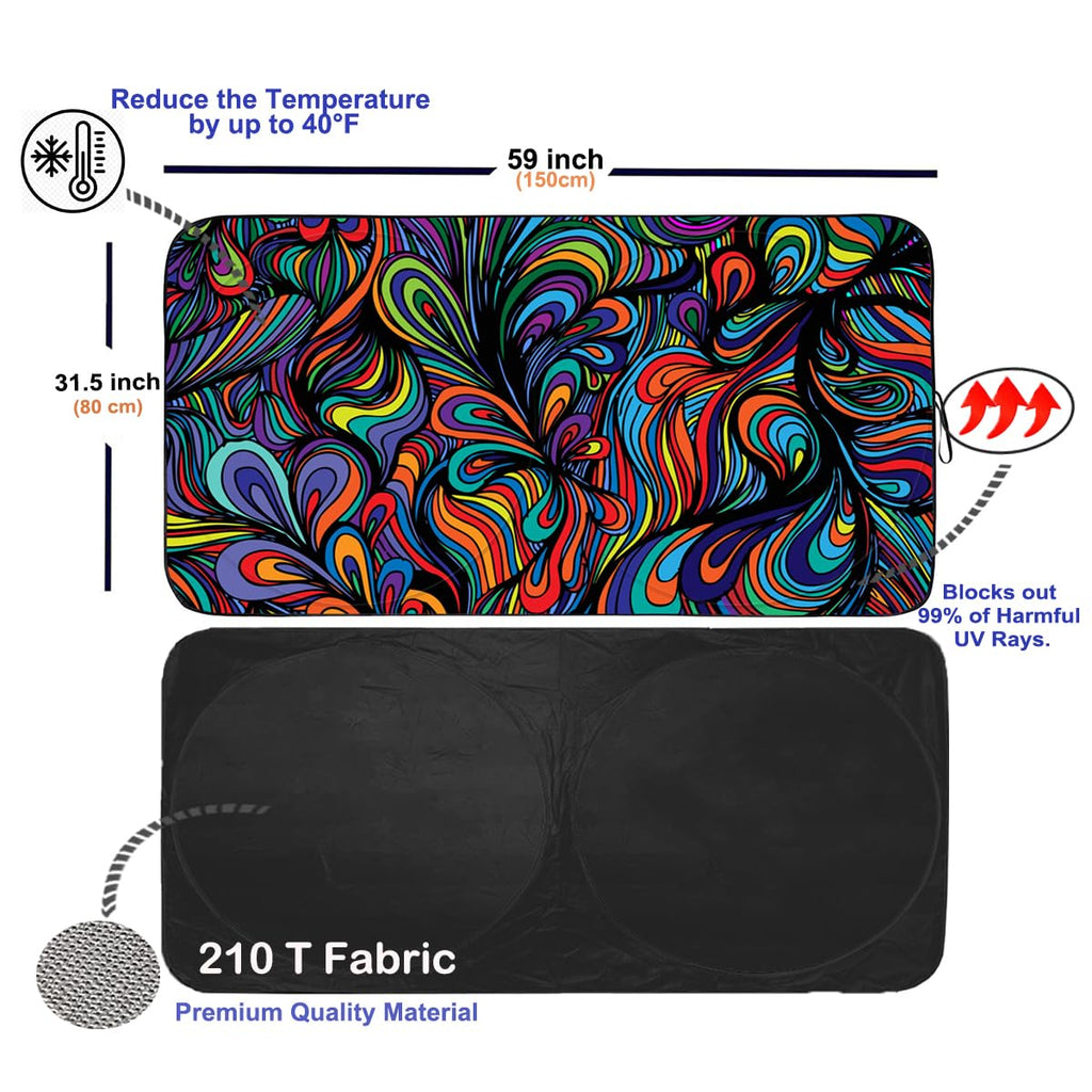 Gven Windshield Sun Shade for Car Front Window Cover Sunshades Visor Automotive Sun Shield for Full-Size Sedan & SUV, Mid-Size SUV, Sports Cars Mid-Size Pickup Truck Car Accessories(Abstract, L)