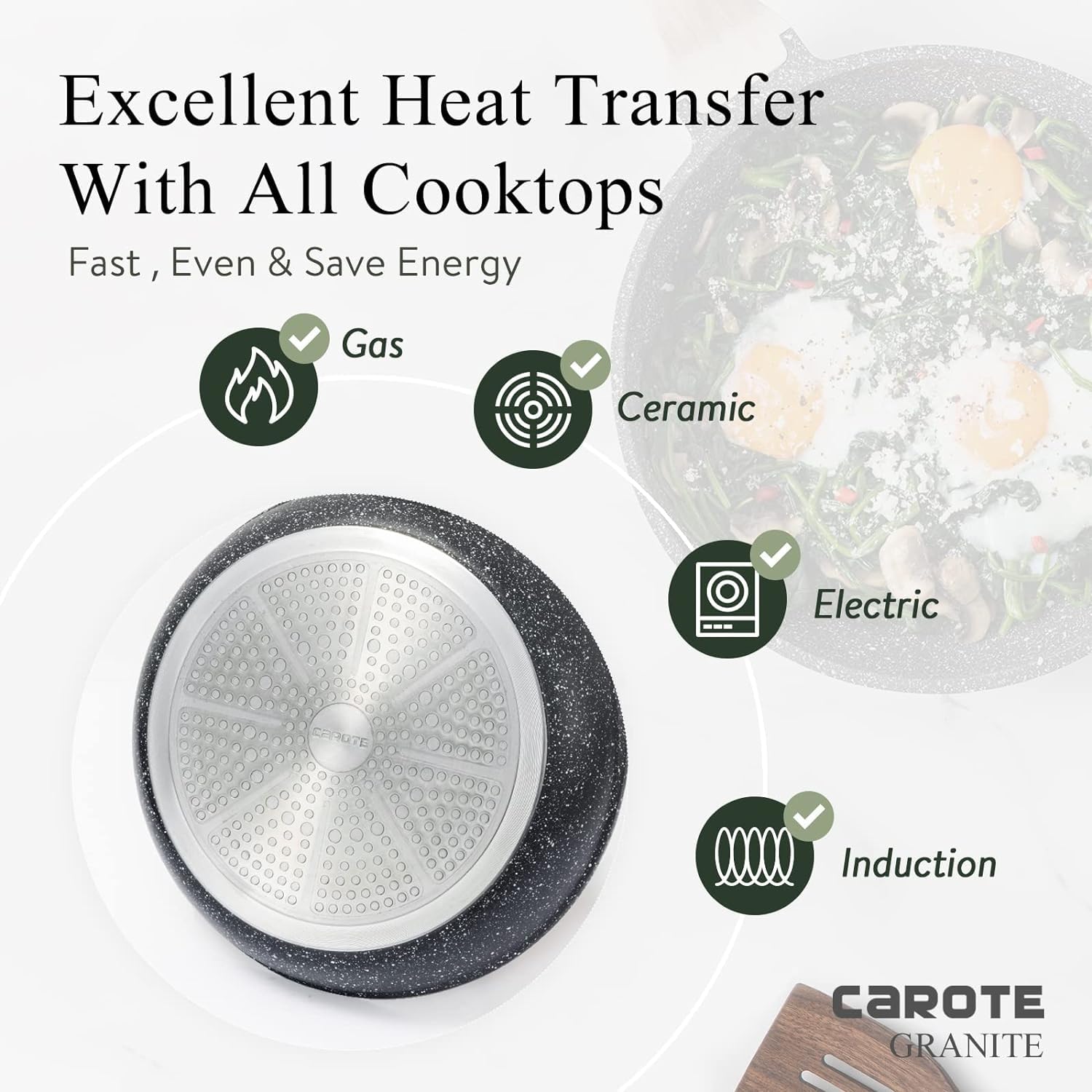 CAROTE 21pcs Pots and Pans Set Nonstick, Cookware Set Black Induction Kitchen Cooking Set w/Frying Pans & Saucepans(PFOS, PFOA Free)