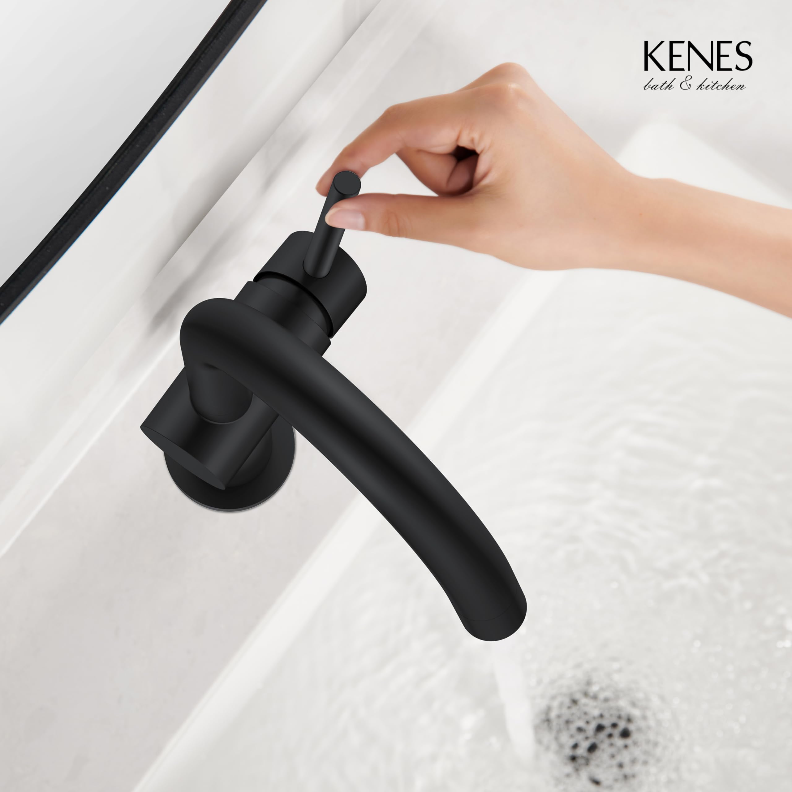 KENES Black and Gold Single Handle Bathroom Sink Faucet, Modern Prep Wet Bar Sink Faucet with Drain Assembly & Deck Plate, Vanity Faucets for Farmhouse RV Camper Utility, KE-9005B-BG