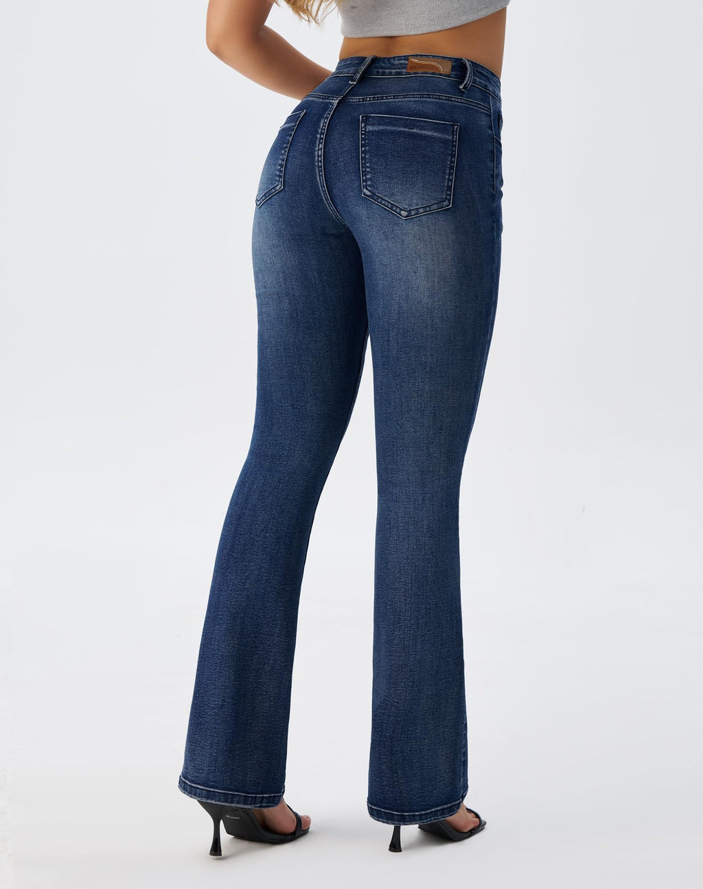 roswear Women's Trendy Stretchy Flare Jeans Mid Rise Bootcut Curvy Denim Pants