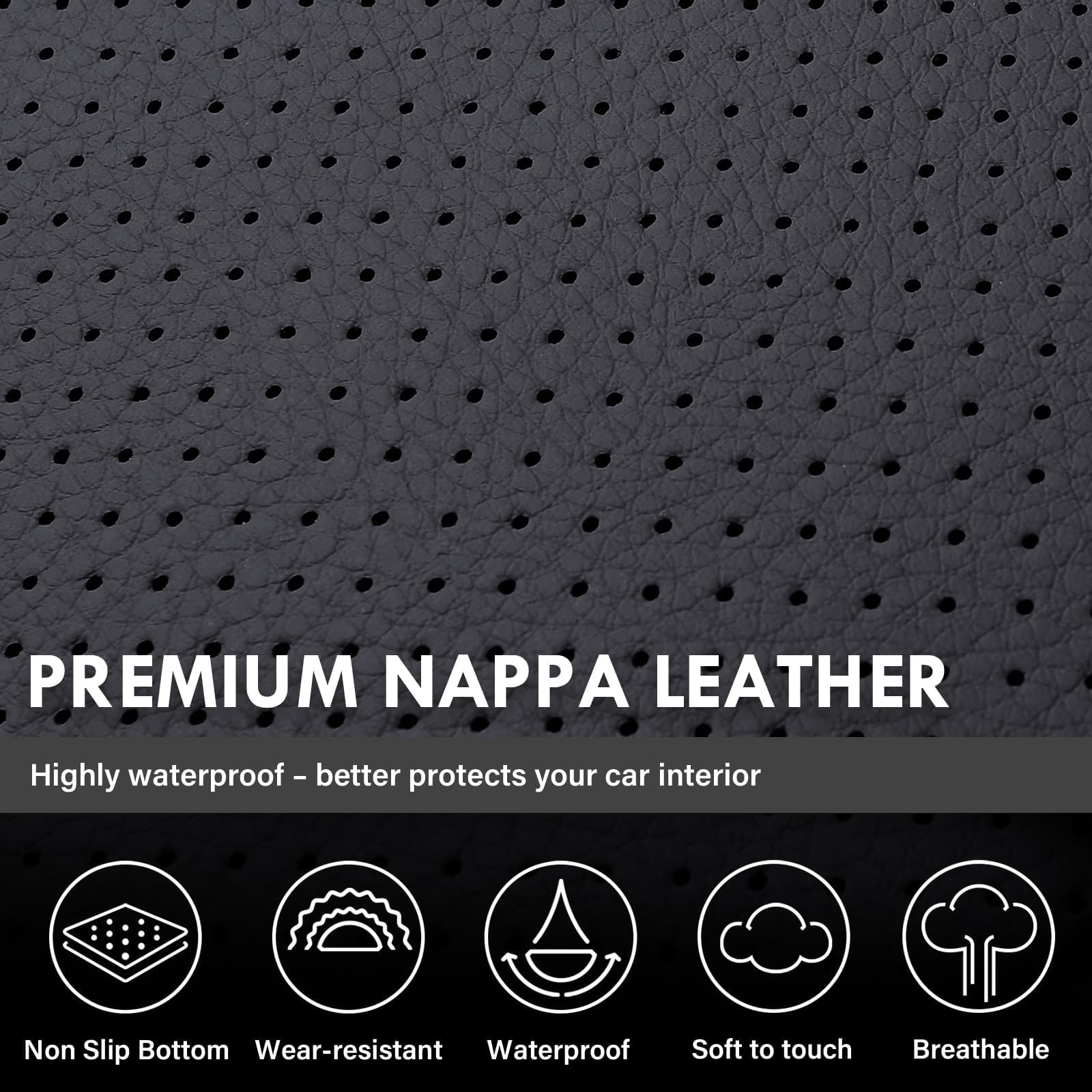 Coverado Chevy Silverado Seat Covers, Faux Leather Seat Covers Fit for Chevy Silverado GMC Sierra 2007-2025 1500, 2015-2025 2500HD 3500HD Crew Double Extended Cab (Front, Black)