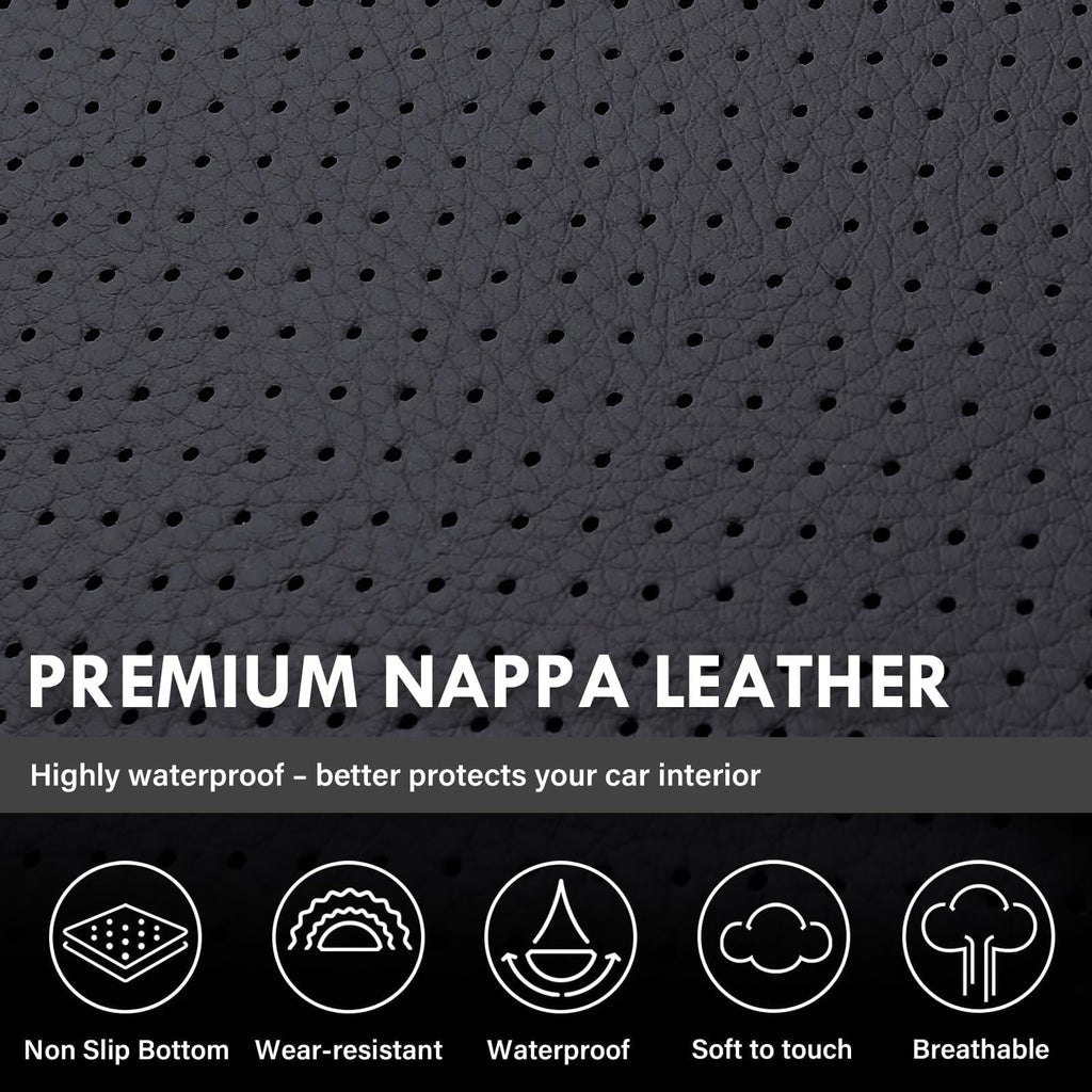 Coverado Chevy Silverado Seat Covers, Faux Leather Seat Covers Fit for Chevy Silverado GMC Sierra 2007-2025 1500, 2015-2025 2500HD 3500HD Crew Double Extended Cab (Front, Black)