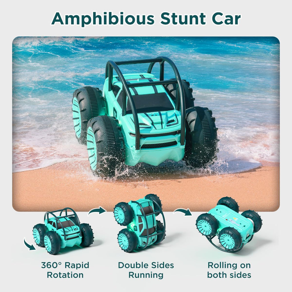 MaxTronic Amphibious Remote Control Car,Rechargeable RC Cars Toy 360° Flips Rotation Stunt Crawler 15KM/H 4WD All Terrain Outdoor Indoor Toy for Kids Boys Girls 3-12