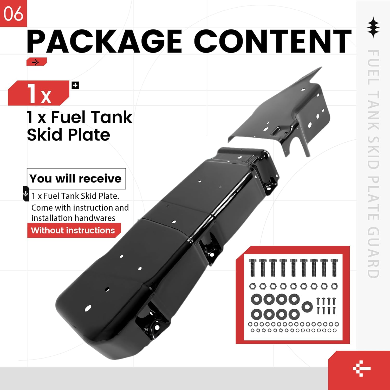 Fuel Tank Skid Plate Guard Compatible with 2007-2018 Jeep Wrangler 4 Door Powder Coated Heavy Duty Steel 52059747AD 52059747AE 52059747AF 52059747AG