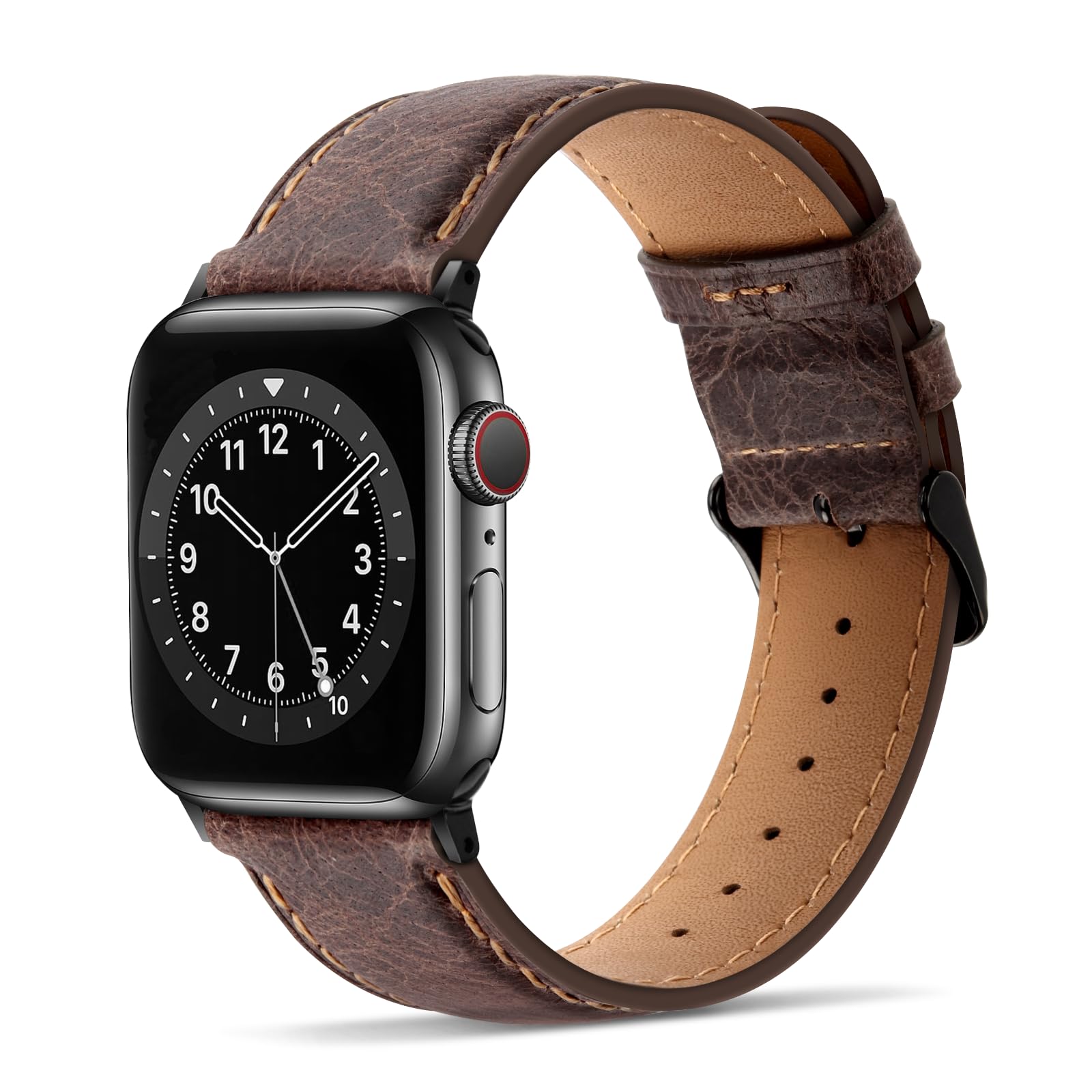Tasikar Bands Compatible with Apple Watch Band 42mm (Series11/10) 41mm 40mm 38mm Men Genuine Leather Replacement Bands Compatible with Apple Watch SE Series 11 10 9 8 7 6 5 4 3, Black