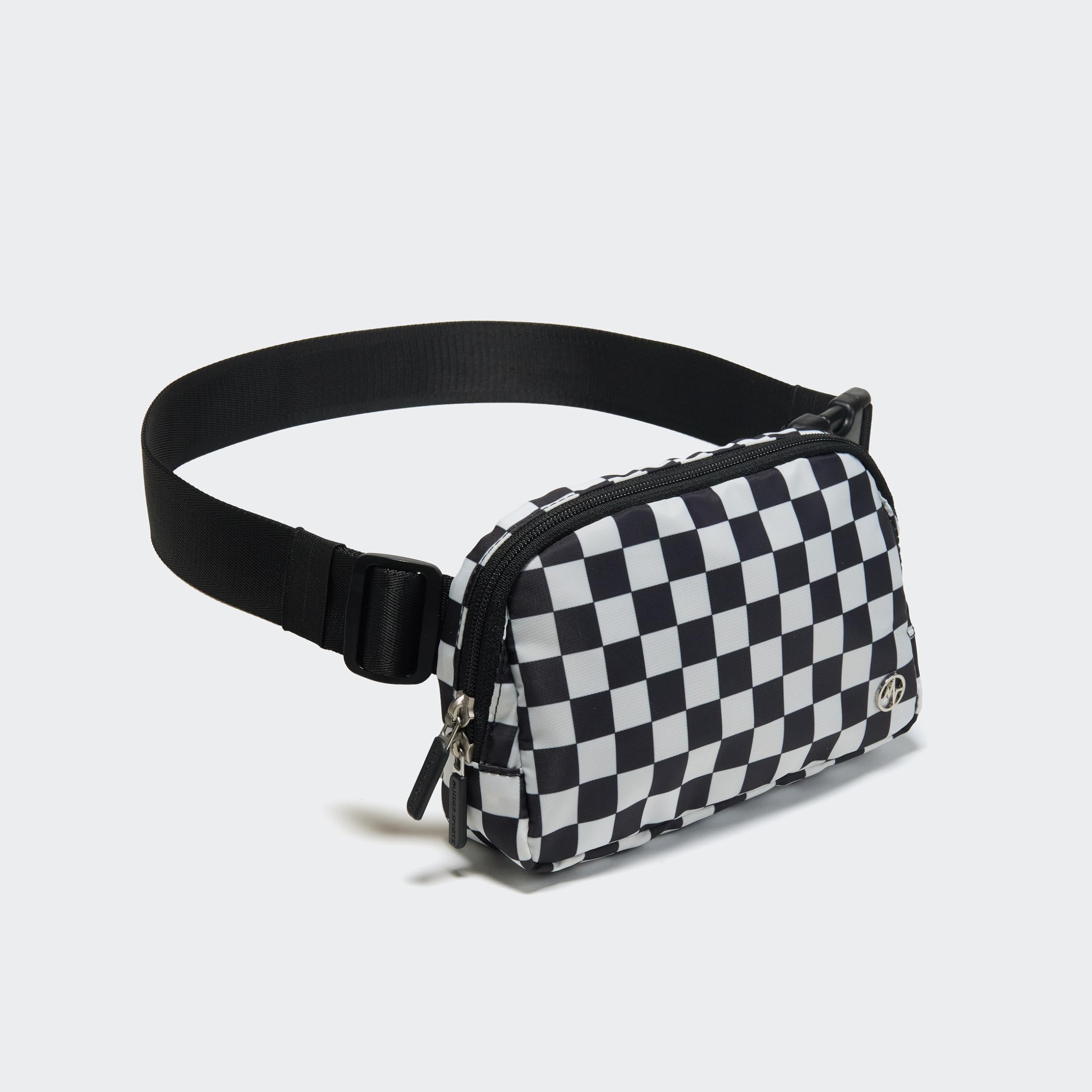 Pander Two Way Zipper Fanny Pack Nylon Everywhere Belt Bag for Women, Water Repellent Waist Packs, Crossbody Bags with Adjustable Strap (Black).