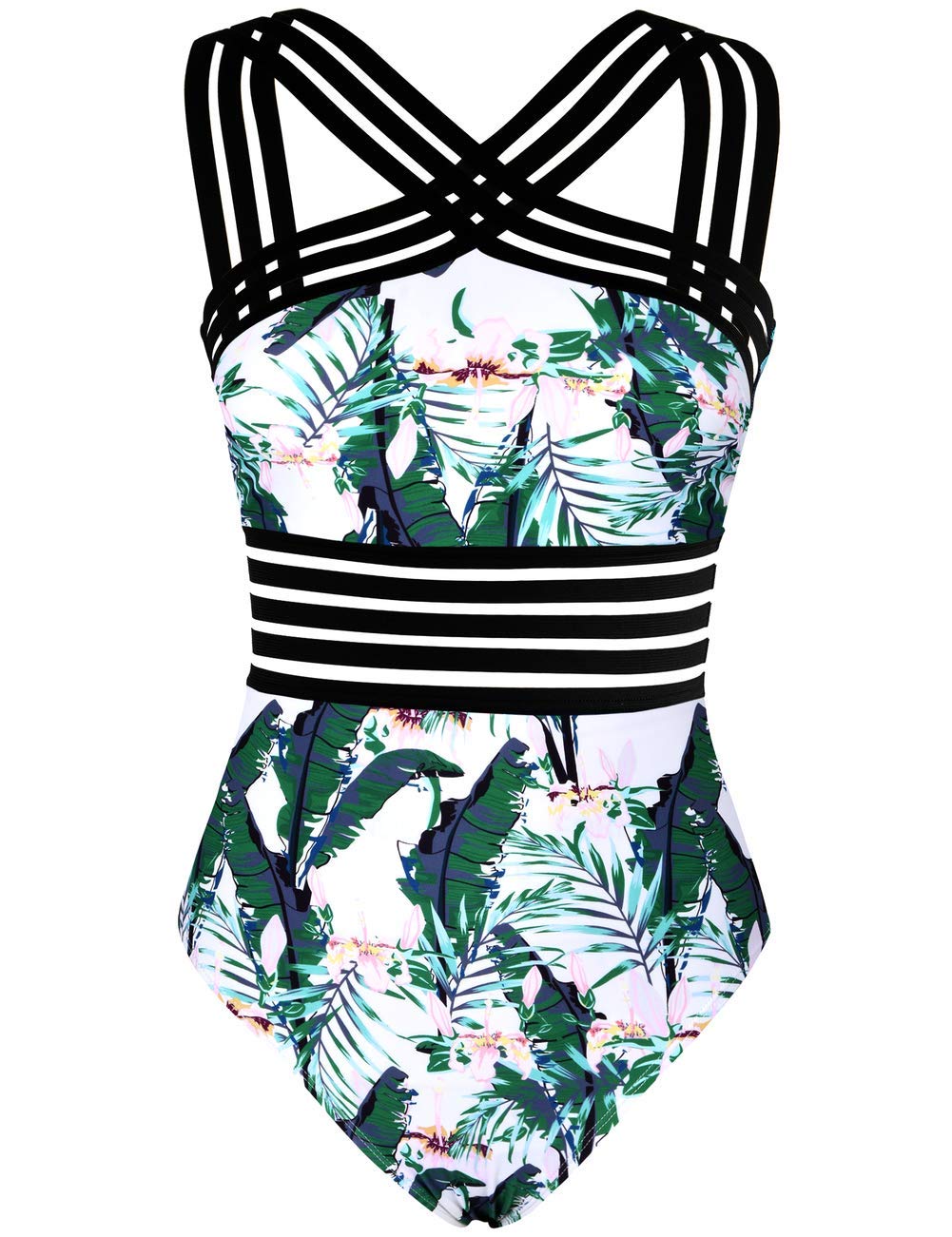 Hilor Women's Tummy Control Swimsuits Slimming One Piece Bathing Suits Front Crossover Swimwear