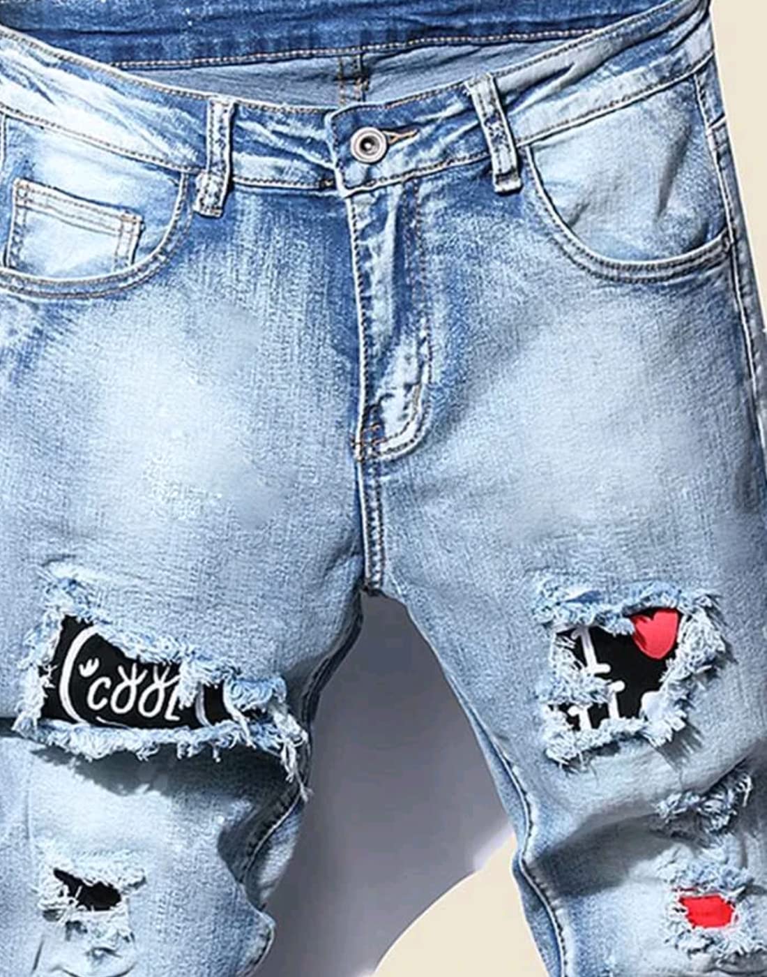 Boy's Skinny Fit Ripped Destroyed Distressed Stretch Slim Jeans Pants