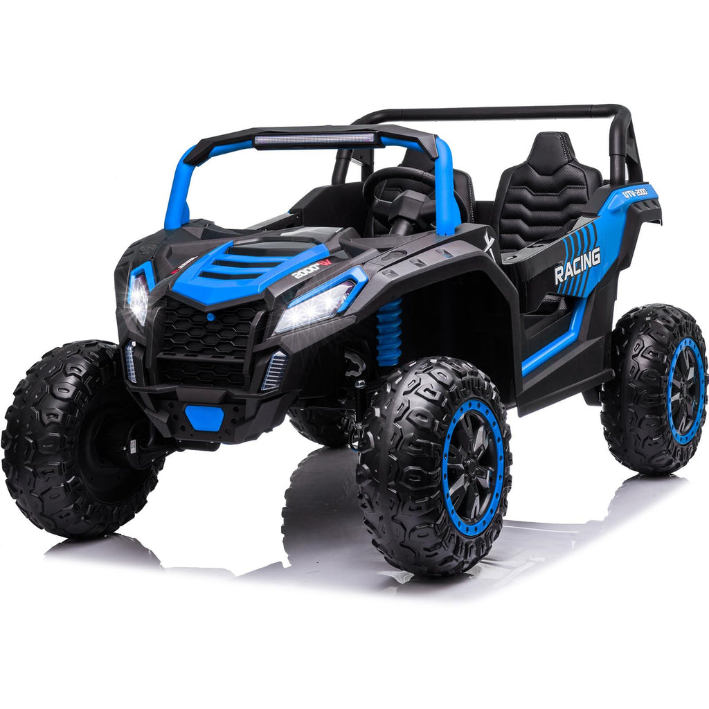 NEWQIDA XXXL 24V Ride On Toys for Big Kids UTV 2 Seater Electric Car w/Remote Control, 4WD Off-Road Side by Side, Max 220lbs, 24.8" Spacious Seat, EVA Tires, Up to 5.6 MPH, Rear Shock Absorbor, Black