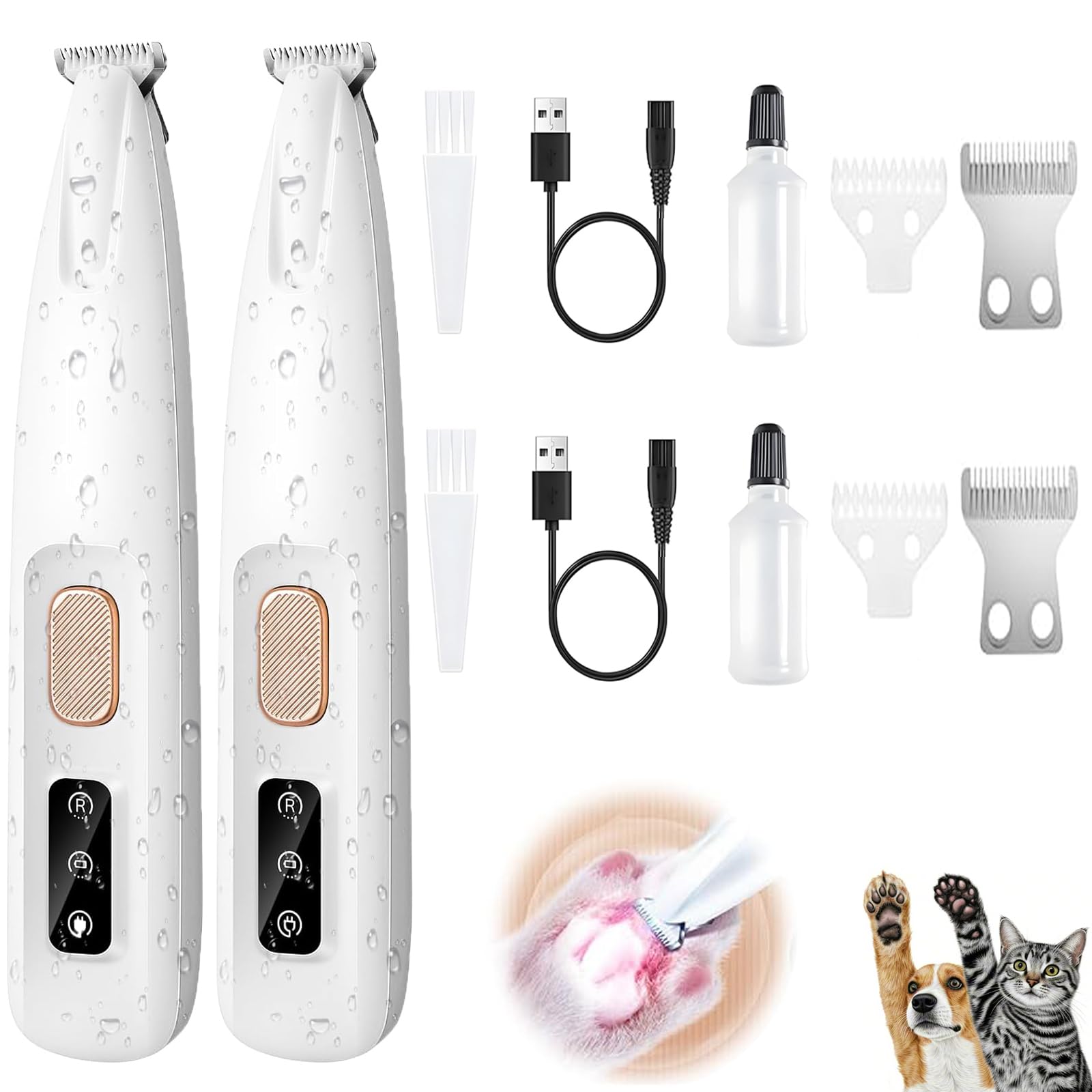1PC Dog Paw Trimmer with LED Light,35dB Low Noise Precision Pet Paw Trimmer for Dogs Cats Grooming Clippers,Safety Electric Paw Hair Trimmer for Paws,Ears,Rump,Face,Eyes,Dog