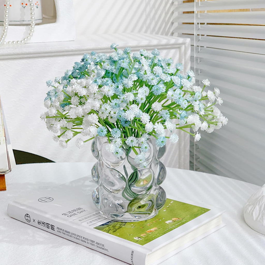 15 PCS Babys Breath Artificial Flowers Fake Babys Breath Flowers Artificial Bulk Blue Gypsophila Bouquets Real Touch Faux Flowers for Wedding Floral Arrangement Party Home Decoration