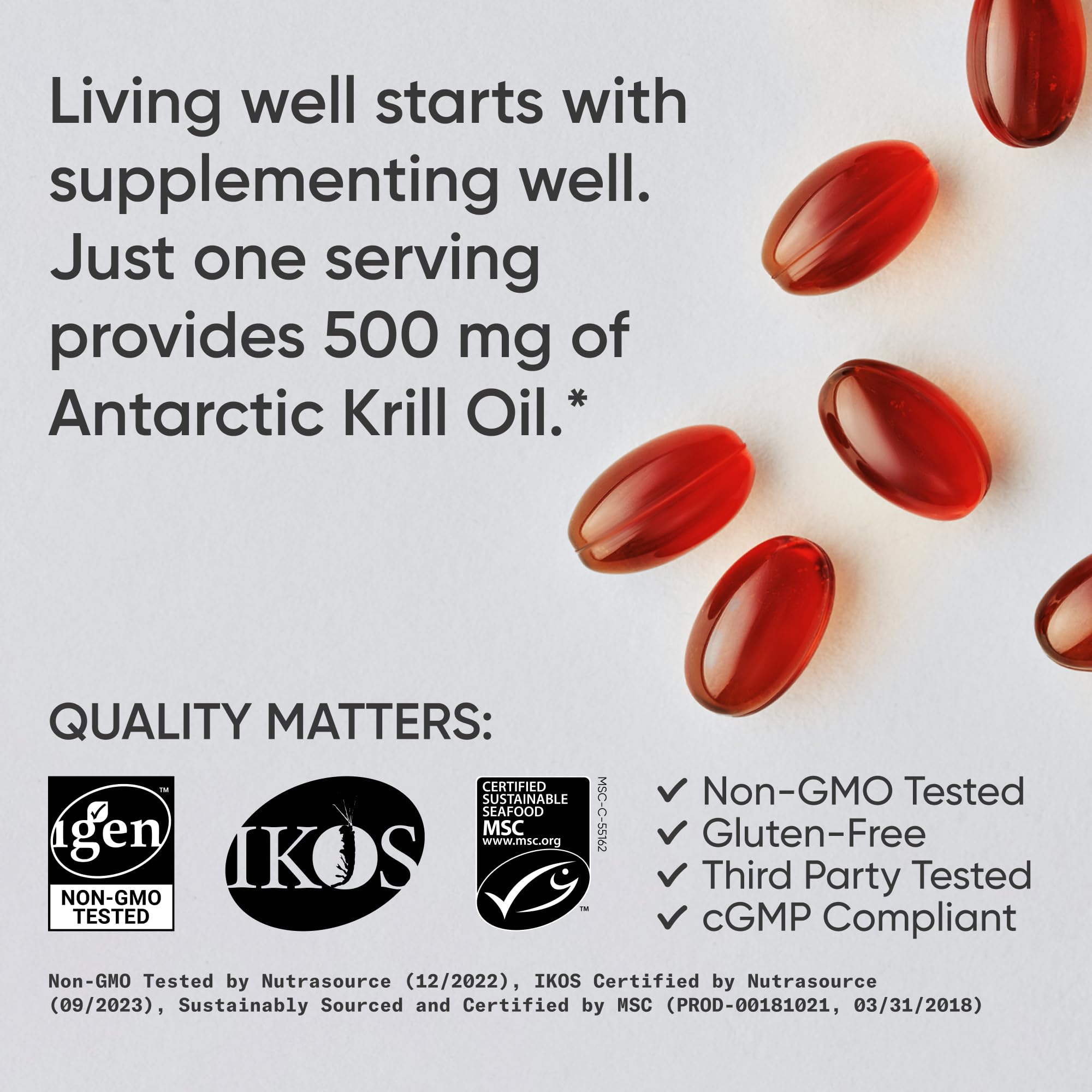 Sports Research Krill Oil Supplement with EPA & DHA Omega 3, Phospholipids & Astaxanthin from Antarctic Krill - Highest Concentration of Krill Oil for Men & Women - 1000mg, 30 Softgel Capsules