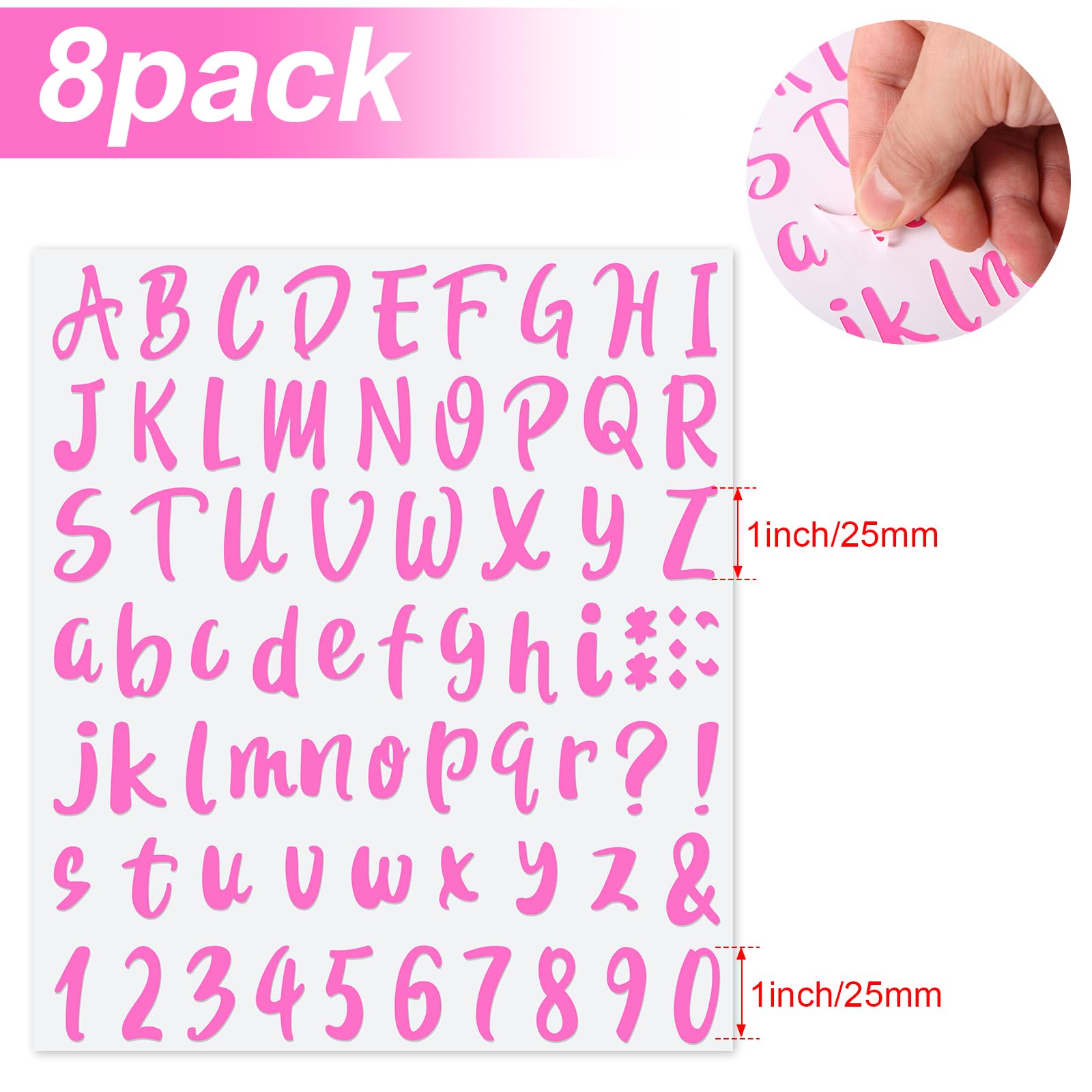 Outus 576 Pieces 8 Sheets Letters Stickers Self Adhesive Vinyl Letter for Graduation Cap Alphabet Number Stickers Mailbox Numbers Sticker, Decals for Classroom Decor Sign Door(Black,1 Inch)