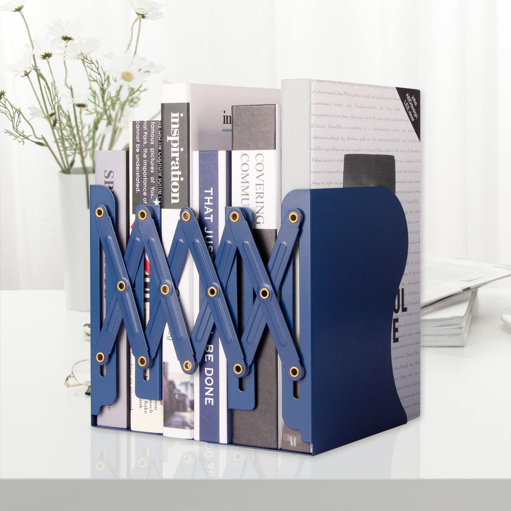 Aobopar Adjustable Book Ends, Metal Bookends for Heavy Books, Desk Book Holder for Shelves, Book Organizer for Desk, Suitable for Office, Home and School Use (Black)