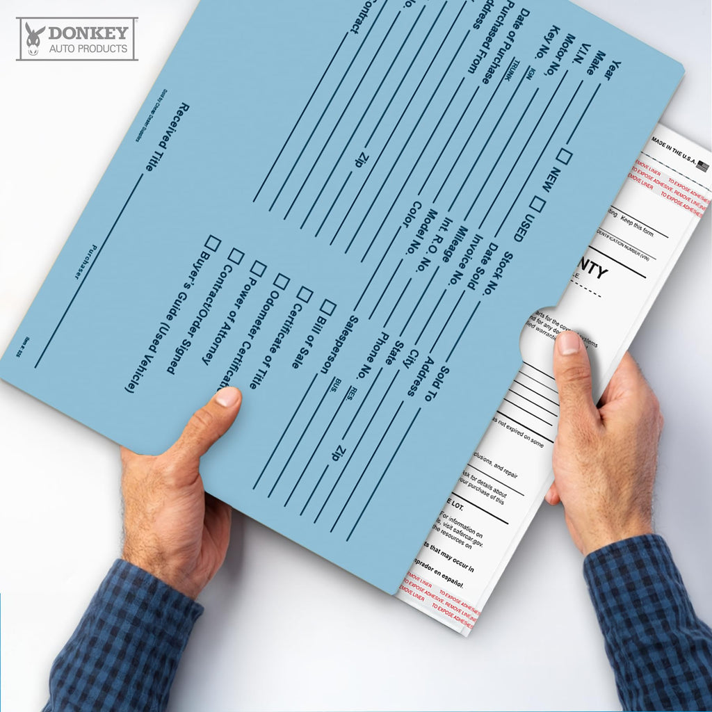 Printed Vehicle Deal Envelopes 9x12 Deal Jackets (100 shrink wrapped) (Blue)