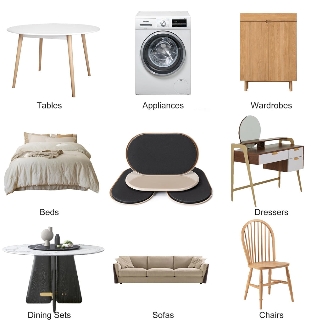 Furniture Sliders, Furniture Sliders Pads for Hardwood Floors, Chair Legs Floors Protectors, Reusable Round Glides Glider, Heavy Duty Furniture Movers Sliders (8 Pcs, 3 1/2inch，Coffee)