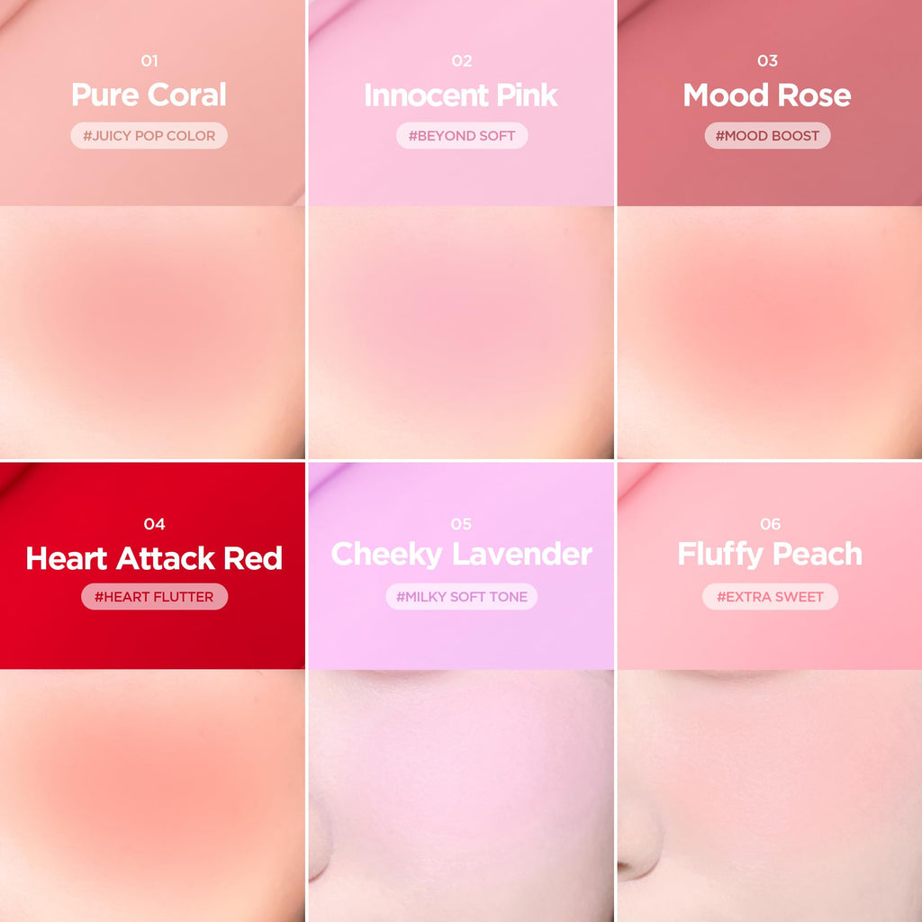 lilybyred Luv Beam Cheek Balm | Heart-Shaped Korean Cream Blush, Semi-Matte Finish, Long-Lasting, Blendable & Buildable, Soft Creamy Texture, Lightweight, Natural Flush, 0.12 oz. (01 Pure Coral)
