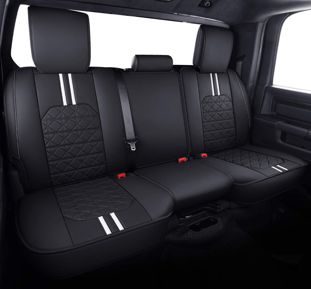 YIERTAI Dodge RAM Seat Covers Fit for 2009-2023 2024 2025 2026 1500/2500/3500HD Pickup Front Seats Only Crew Double Cab Quad Cab Waterproof Leather Seat Covers(2 PCS Front only/Black)