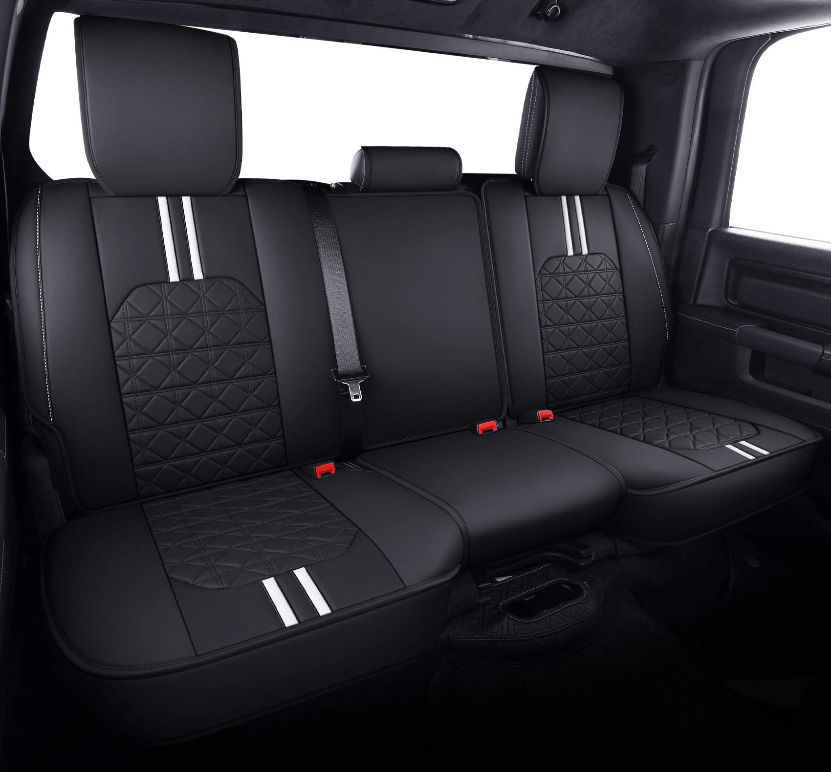 YIERTAI Dodge RAM Seat Covers Fit for 2009-2023 2024 2025 2026 1500/2500/3500HD Pickup Front Seats Only Crew Double Cab Quad Cab Waterproof Leather Seat Covers(2 PCS Front only/Black)
