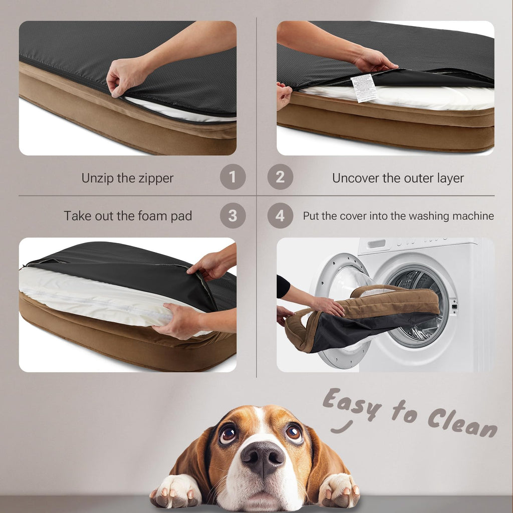 Soft Touch Orthopedic Dog Bed for Large Dogs with Faux Fur Top, Waterproof Pet Couch Bed with Removable Washable Cover and Supportive Foam Filling (Grey, Large)