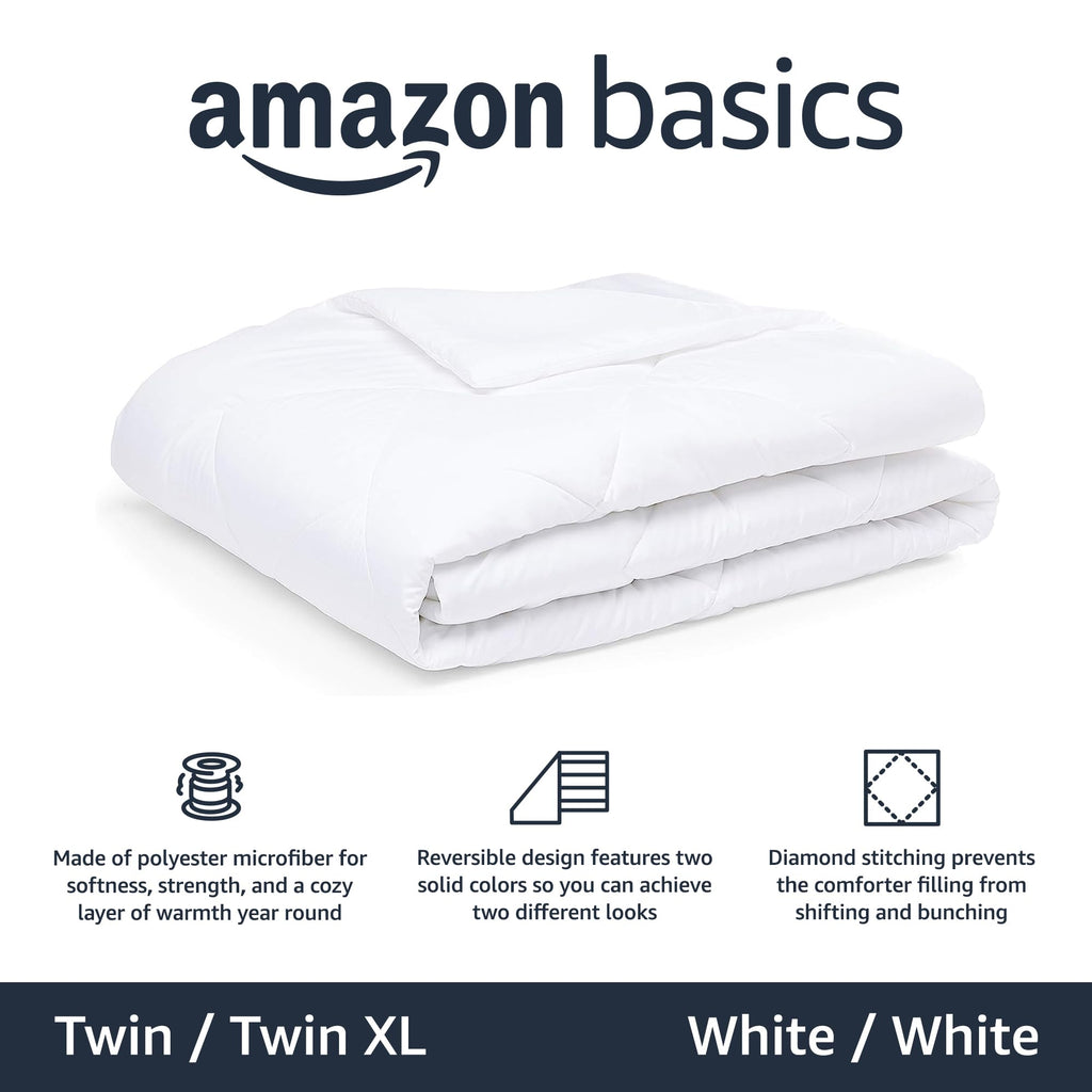 Amazon Basics Reversible Lightweight Microfiber All Season Comforter Blanket, Twin/Twin XL, Burgundy/Grey (Pack of 2)