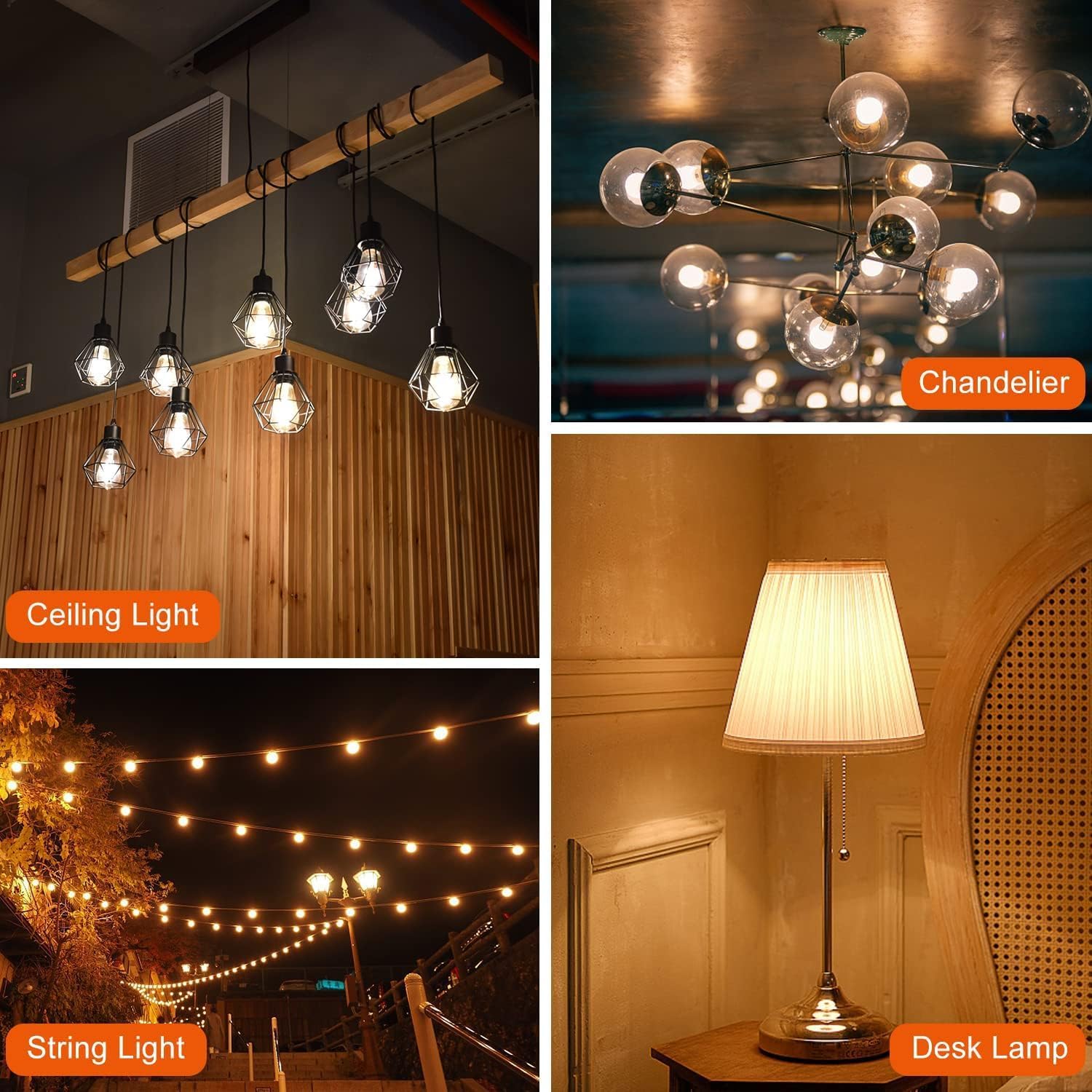 48 Pack S14 LED Bulbs for Outdoor String Lights, Replacement Waterproof Edison Bulb, 1W String Light Bulbs for Patio Backyard, Soft Warm White 2200K, Equivalent 11w Incandescent String Bulb, E26 Base