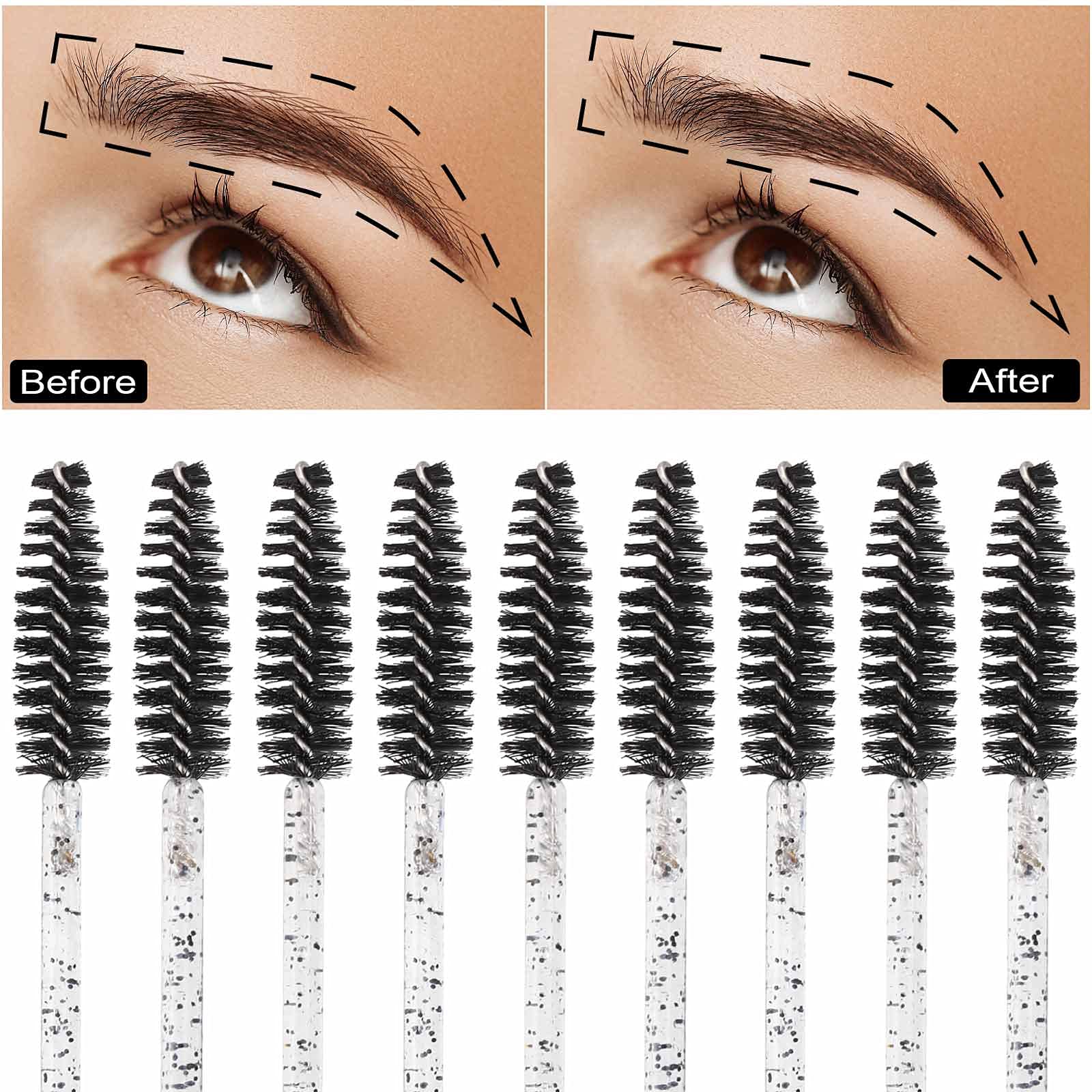Tbestmax 500 Disposable Mascara Wands Eyelash Brush Spoolies for Eyebrow Eye Lash Extension, Makeup Brushes Applicators Kits - 5 Colors