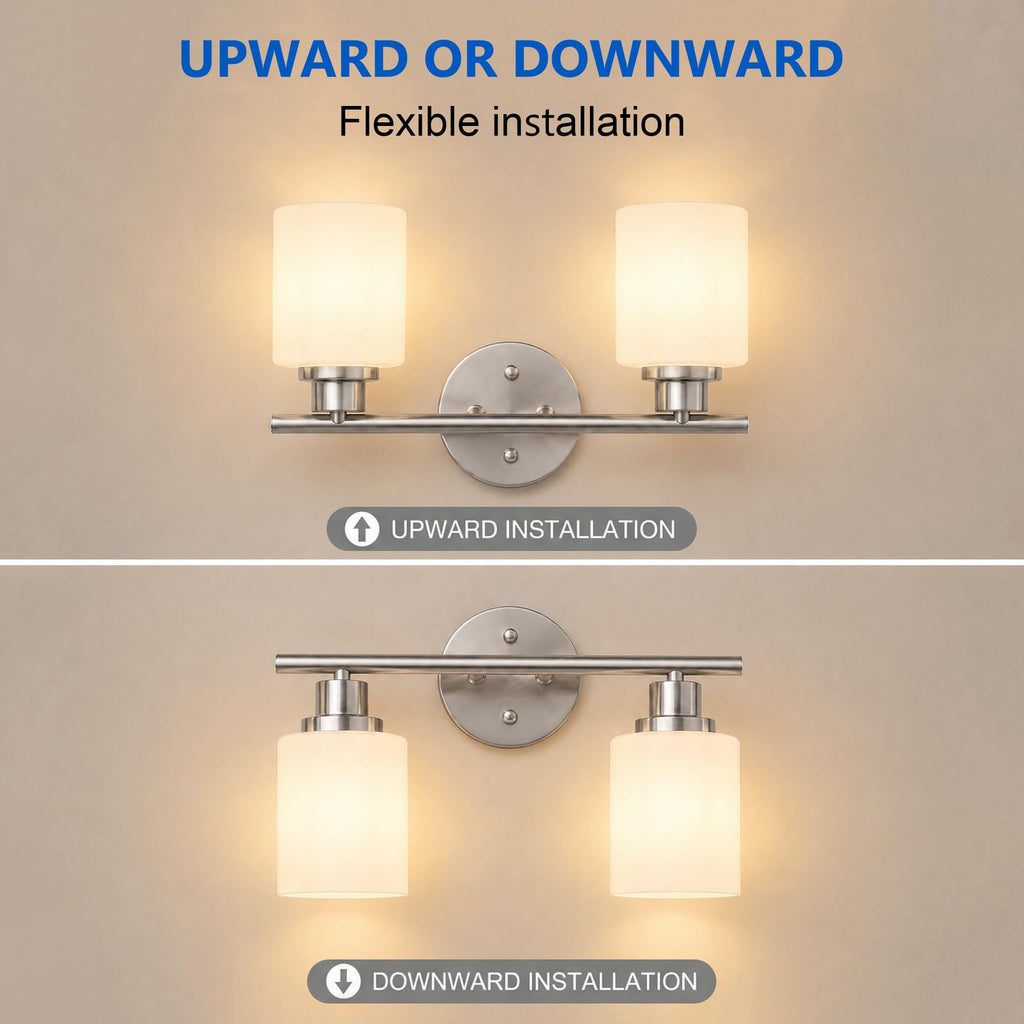 Unicozin 2 Pack Modern Bathroom Light Fixtures, 3 Light Vanity Lights, Black Wall Lamp with Clear Glass for Bathroom, Mirror, Living Room, Bedroom, Hallway, E26 Base