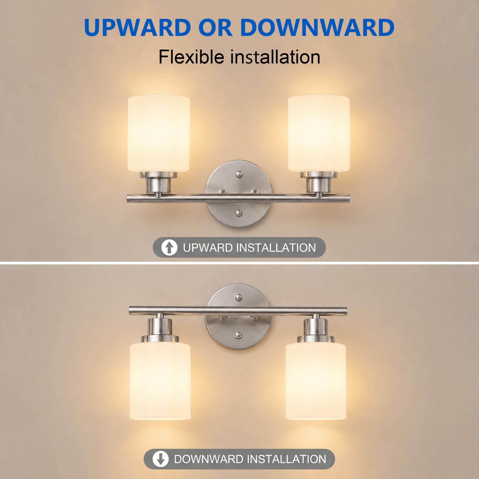 Unicozin 2 Pack Modern Bathroom Light Fixtures, 3 Light Vanity Lights, Black Wall Lamp with Clear Glass for Bathroom, Mirror, Living Room, Bedroom, Hallway, E26 Base