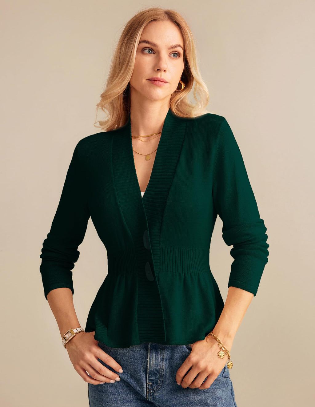 GRACE KARIN Women Cardigan Sweaters 2025 Fall,Long Sleeve Cropped Sweater Coat Trendy,Button Front Peplum Tops Lightweight