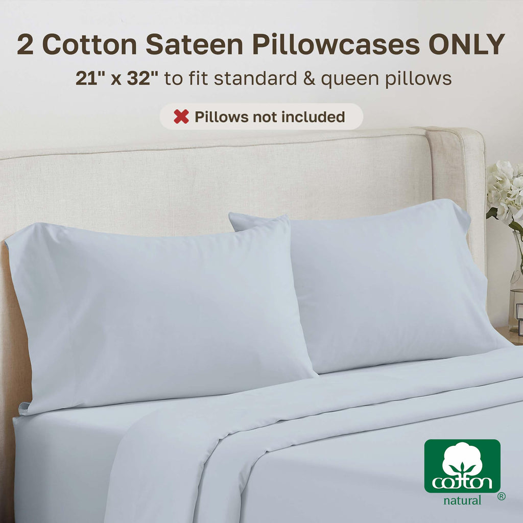 CALIFORNIA DESIGN DEN Soft & Silky 500 Thread Count 100% Cotton is Cool & Smooth, White Pillowcases Queen Size Fits Standard & Queen Pillows (Pure White)