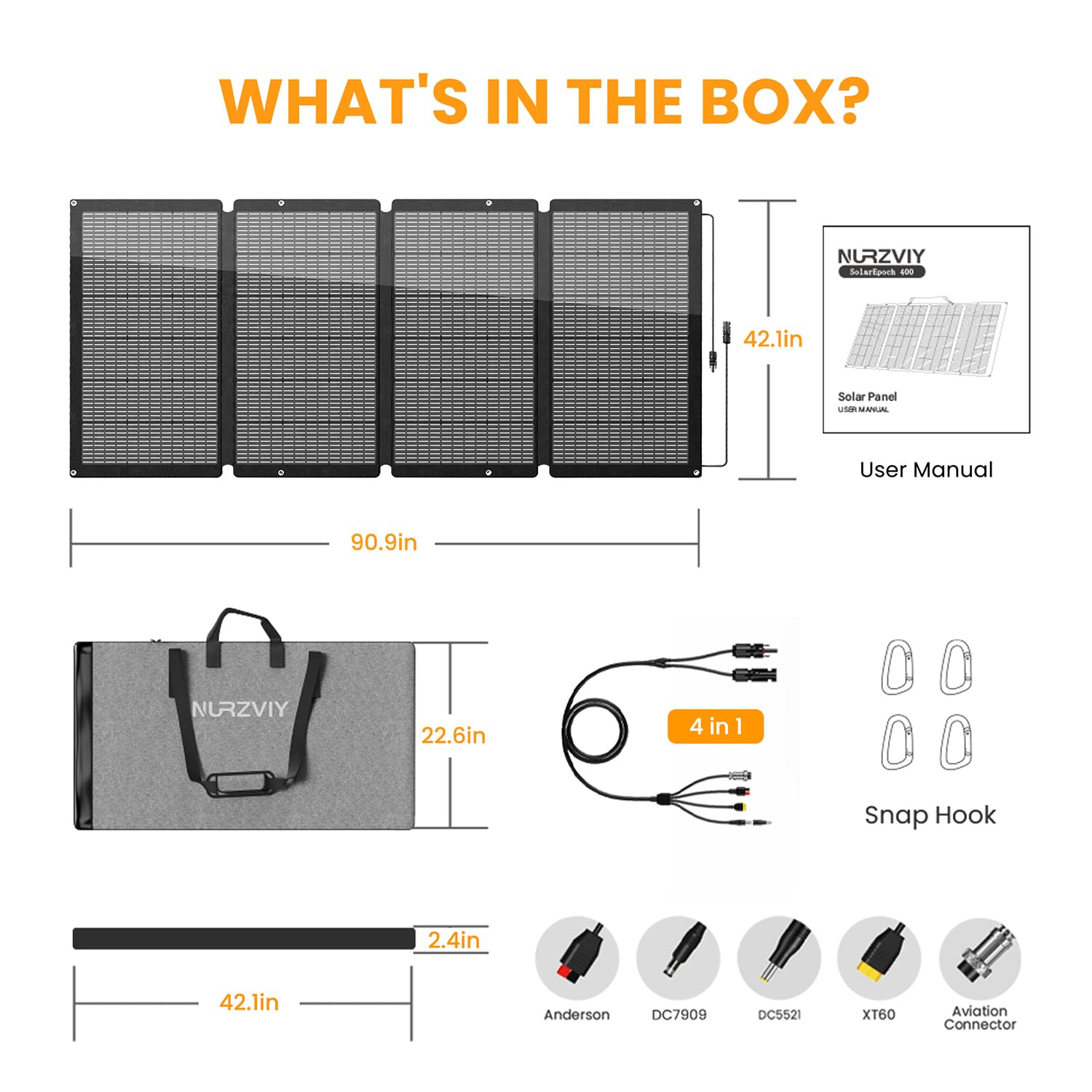 Portable Solar Panel 80 Watt for Power Station, IP67 Waterproof Foldable Solar Cell Solar Charger w/ XT60 Anderson DC 8mm 7909 5521 Connector for Camping, RV, Off Grid Living