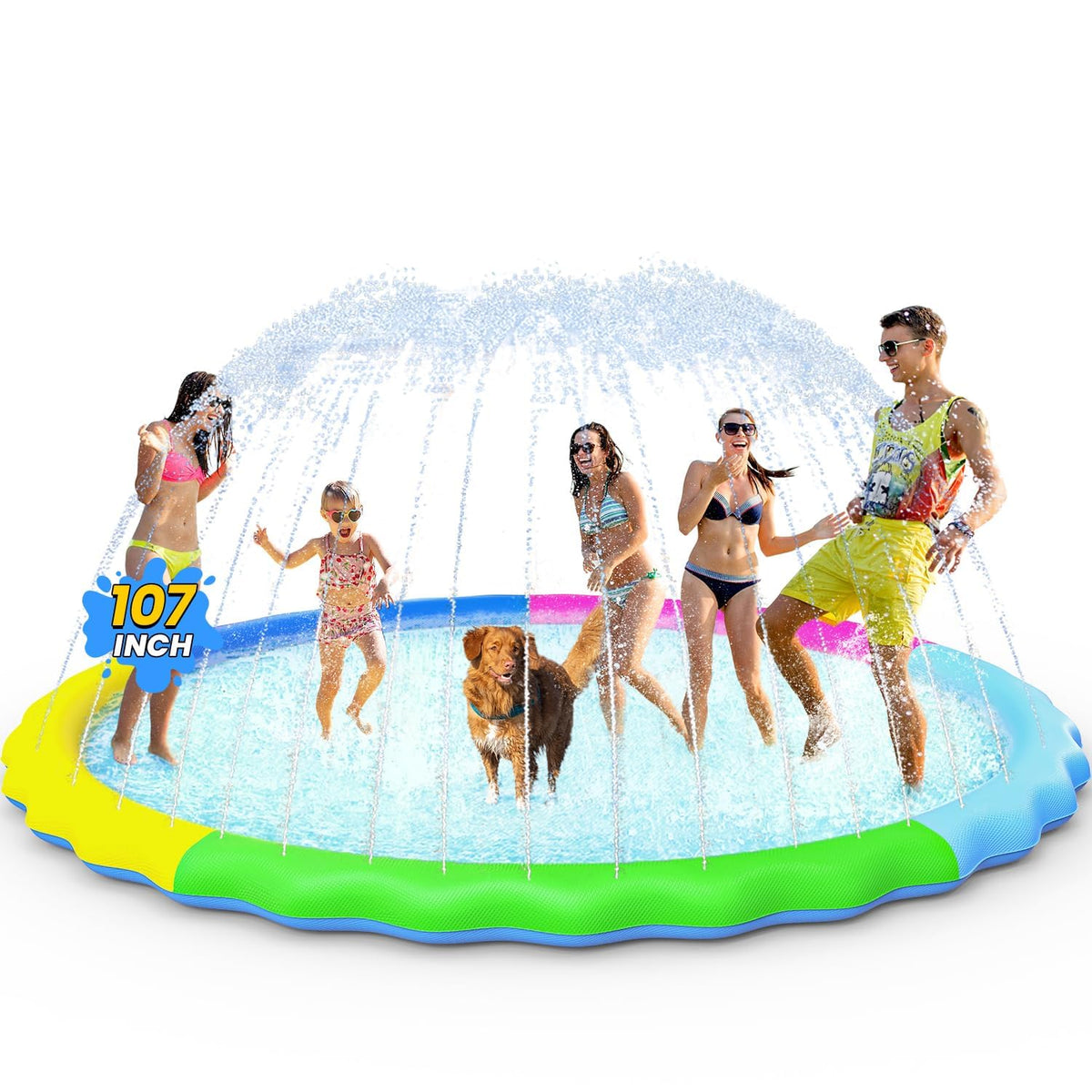 VISTOP 67" Non-Slip Splash Pad for Kids and Dogs, Thickened Sprinkler Pool for Toddlers, Outdoor Backyard Water Toys, Fun Fountain Play Mat for Babies, Children & Pets Blue