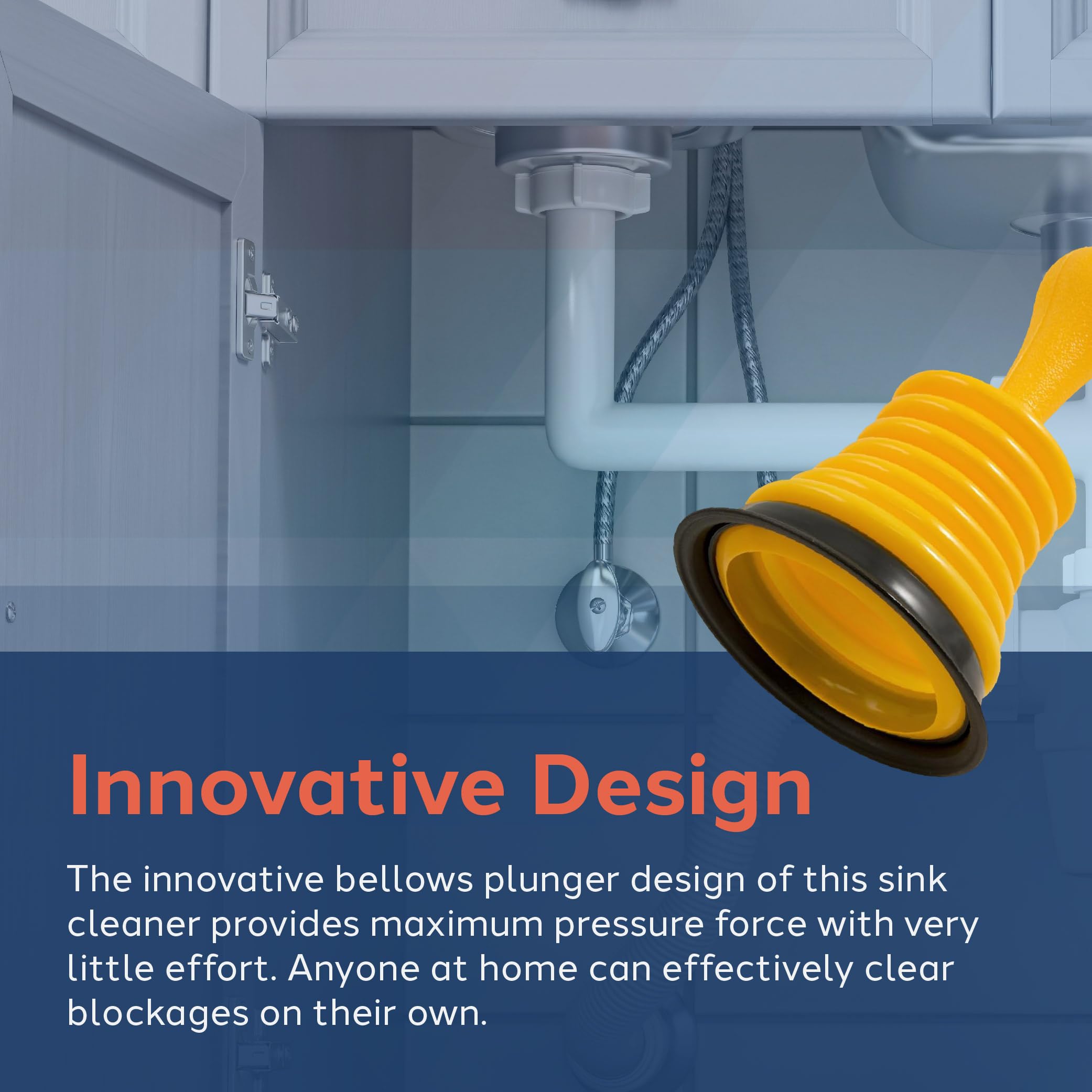 PlumbCraft 14-18-in. Stow-Away Plunger with Adjustable Handle 7503500, Heavy Duty Toilet Plunger for Households, Ergonomic Plunger to Unclog Toilet, Toilet Bowl Plunger with Ergonomic Handle