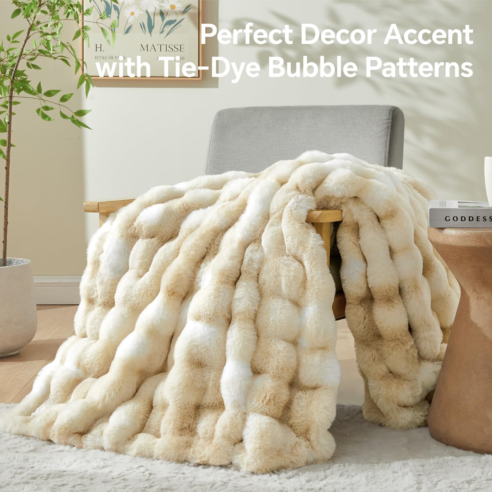 BEDELITE Faux Fur Throw Blanket, Soft Cozy Plush Dark Grey Bubble Blanket for Couch Sofa Bedroom Living Room Decor - 870GSM Thick Warm Fuzzy Fluffy Faux Rabbit Fur Blanket, 50x60 Inches