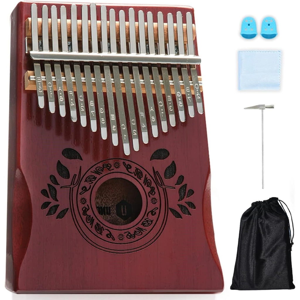 UNOKKI 17-Key Kalimba Thumb Piano - Portable Mahogany Percussion Mbira Instrument - Beginner Tuning Set, Music Instruments for Kids Gifts - Cherry
