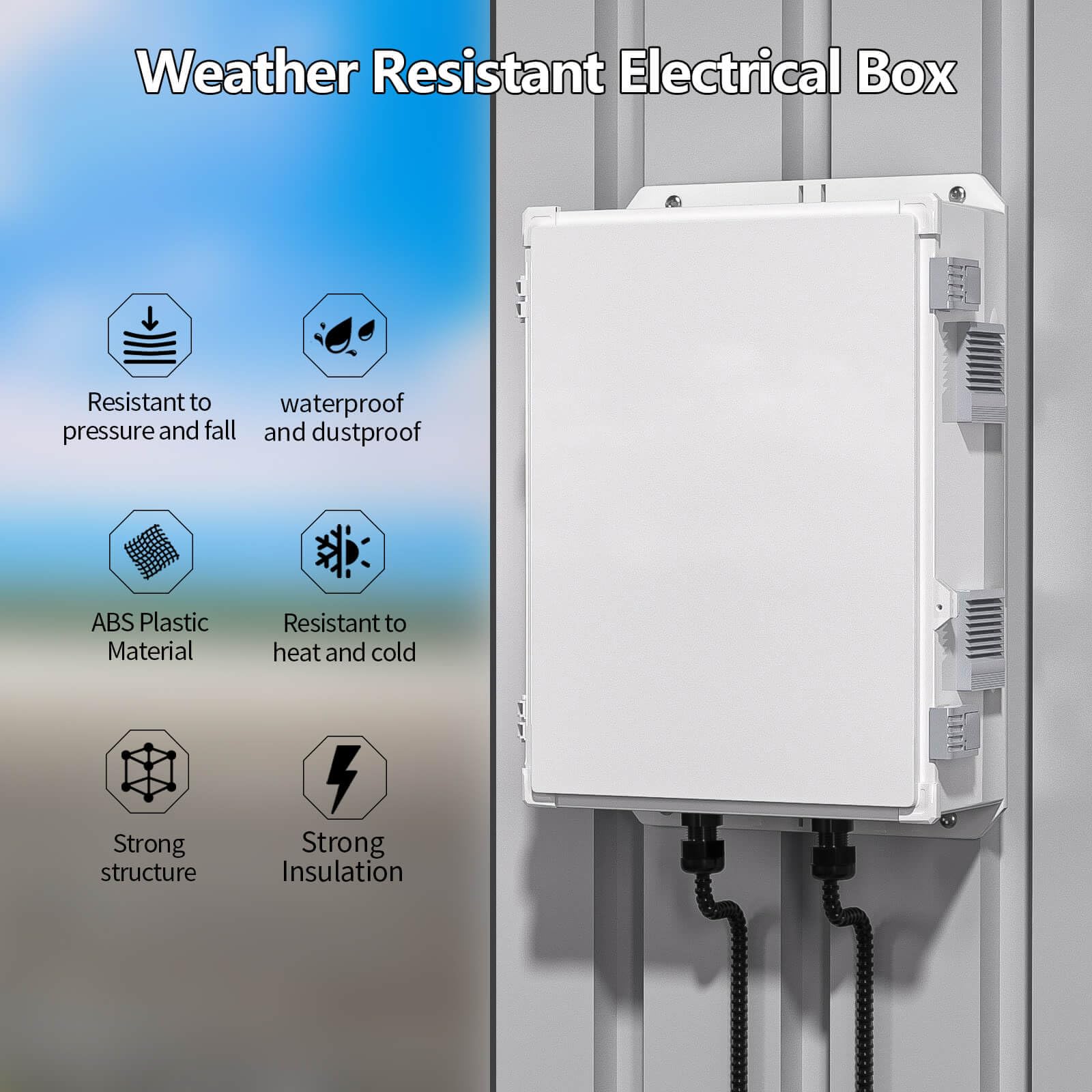 Namunanee Outdoor Electrical Junction Box, ABS Water Resistant Enclosure with Internal Mounting Panel & Hinged Cover, 9.2" H* 7" L* 4.6" W