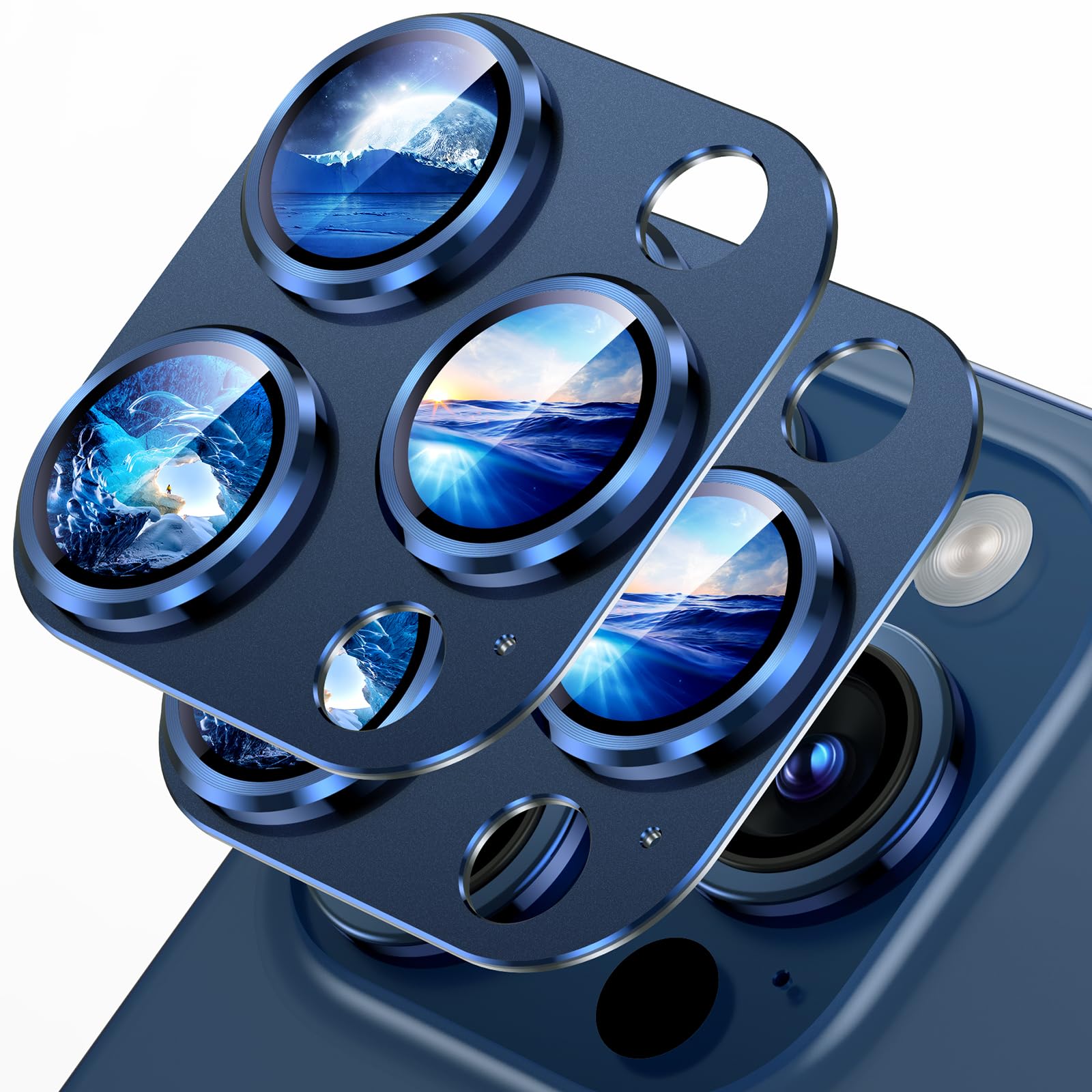 Uyiton Compatible with iPhone 17 Camera Lens Protector - [Not Easy to Break][Strong Adsorption][Case-Friendly] Metal Tempered Glass Rear Camera Screen Cover - Black